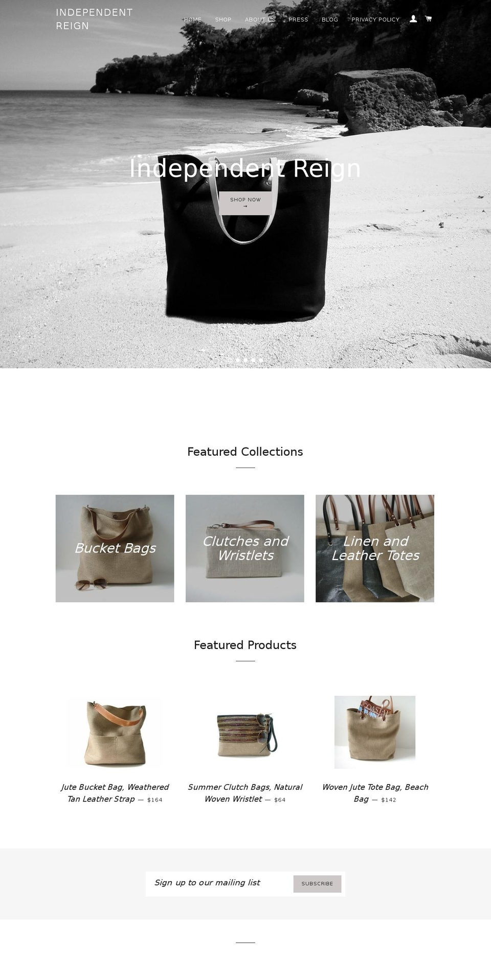 independentreign.com shopify website screenshot