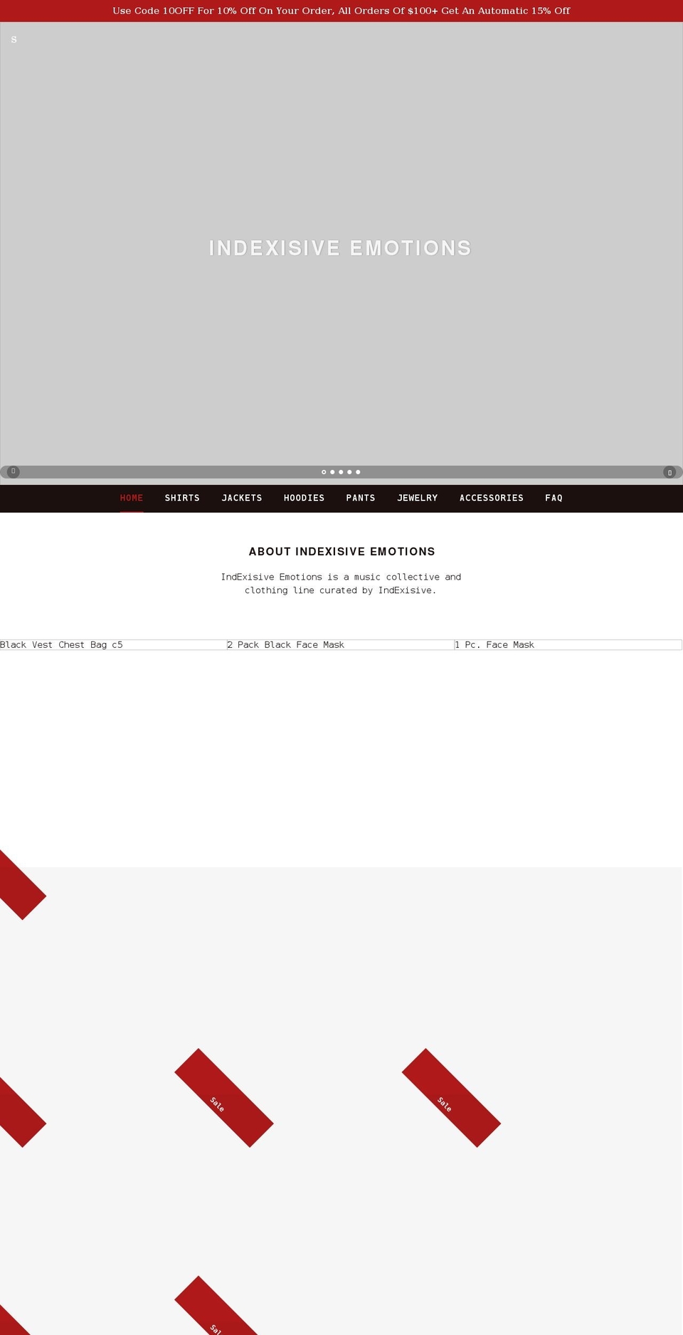 indexisiveemotions.com shopify website screenshot