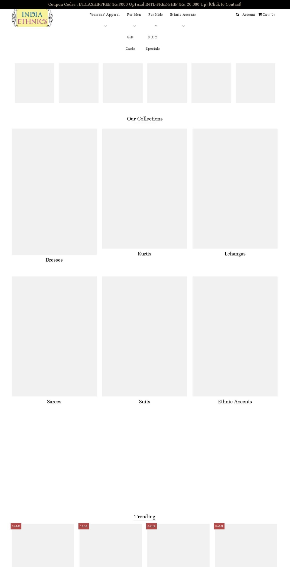 indiaethnics.com — Shopify storefront screenshot