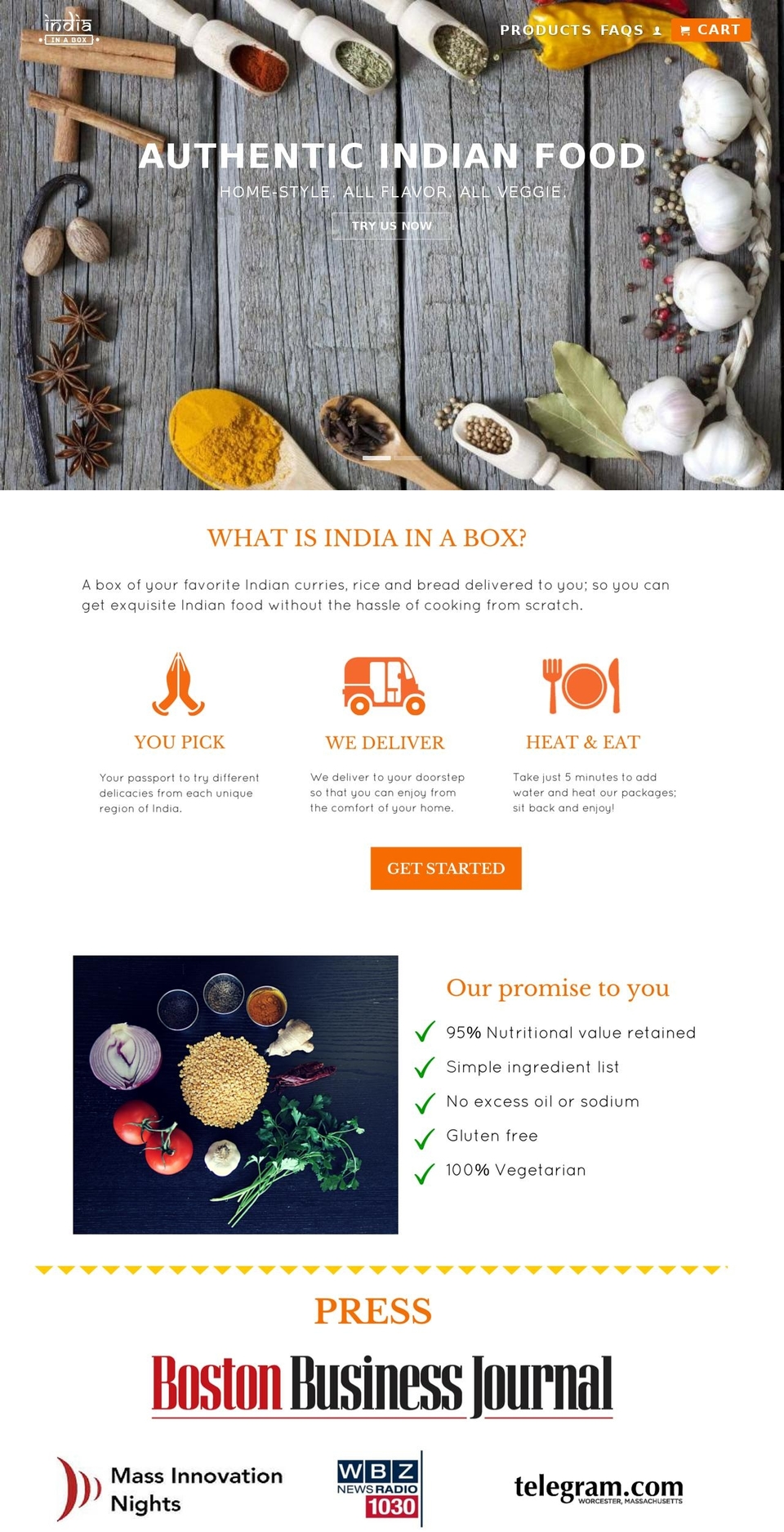 indiainabox.com shopify website screenshot