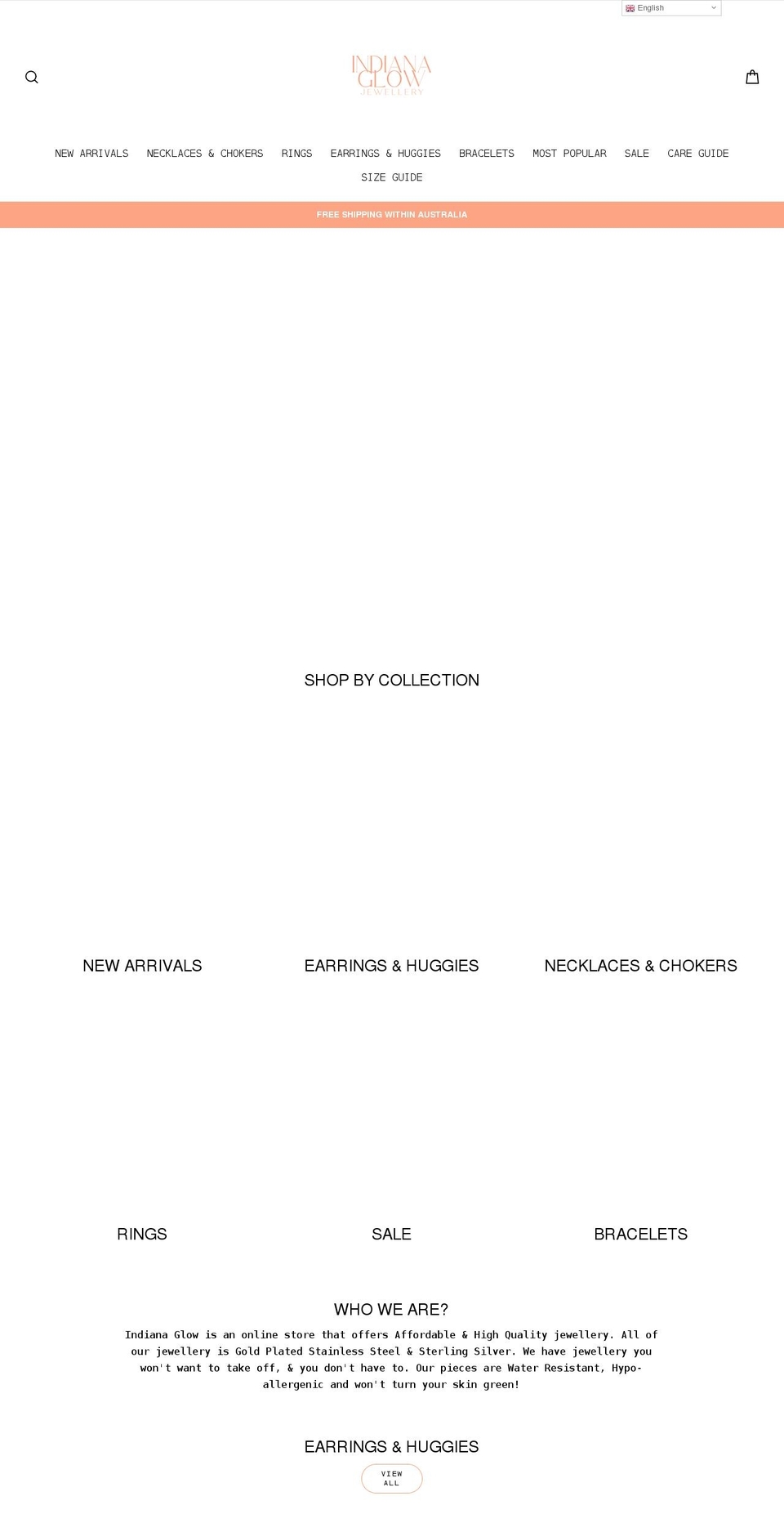 indianaglow.com.au shopify website screenshot