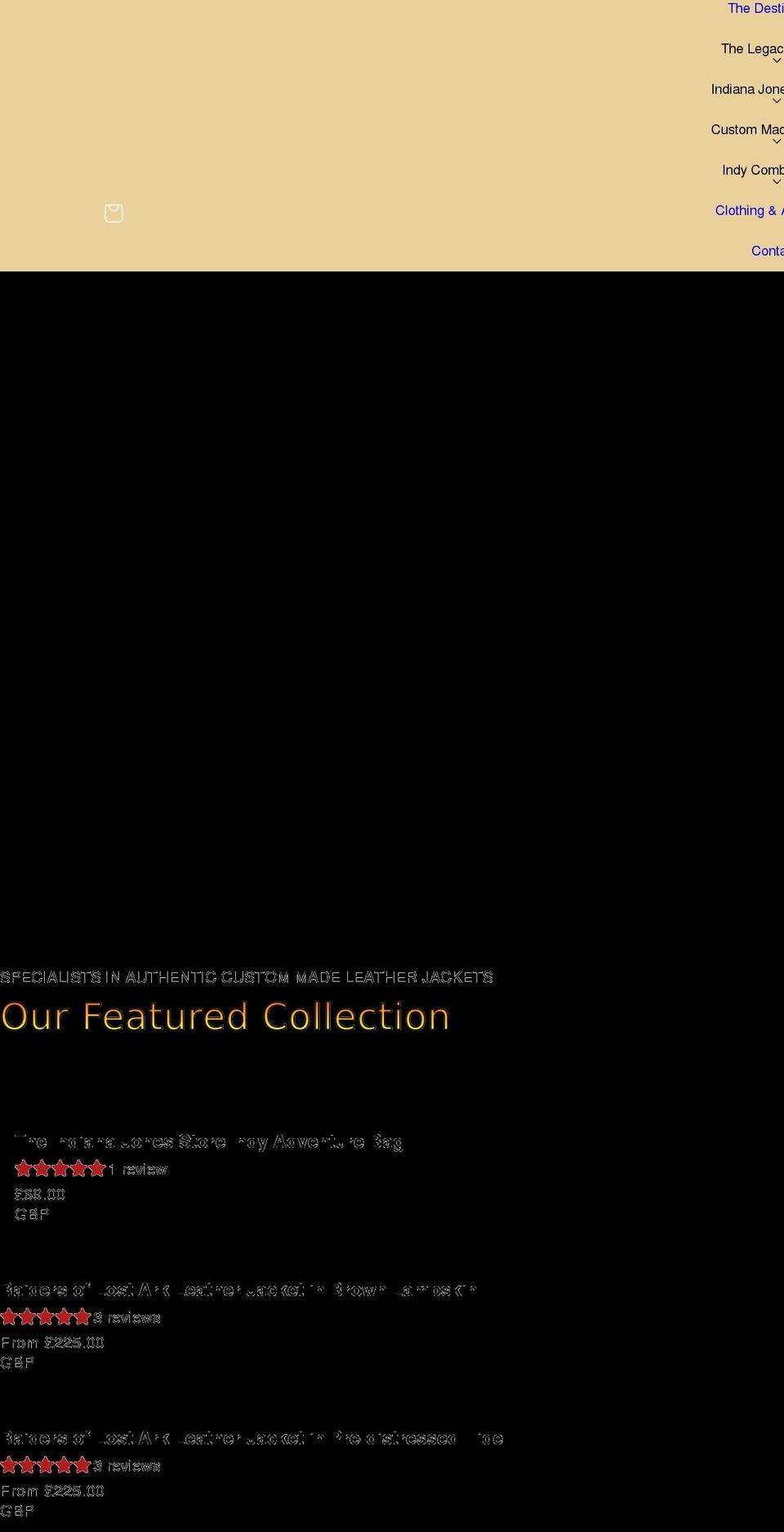 indianajones.store shopify website screenshot