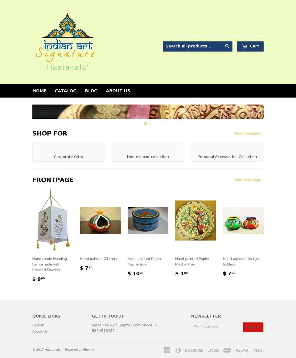 Hasta Kala (Indian Signature Arts) Shopify theme site example indianartsignature.com