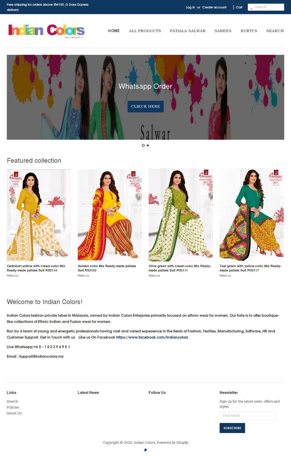 indiancolors.my shopify website screenshot