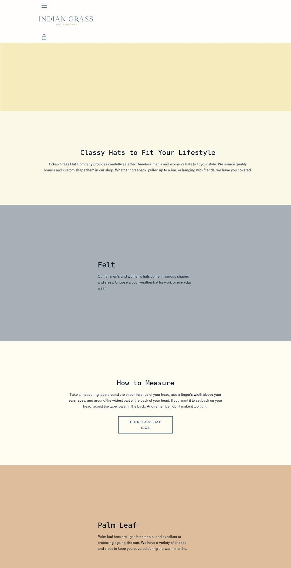 indiangrasshatco.com shopify website screenshot