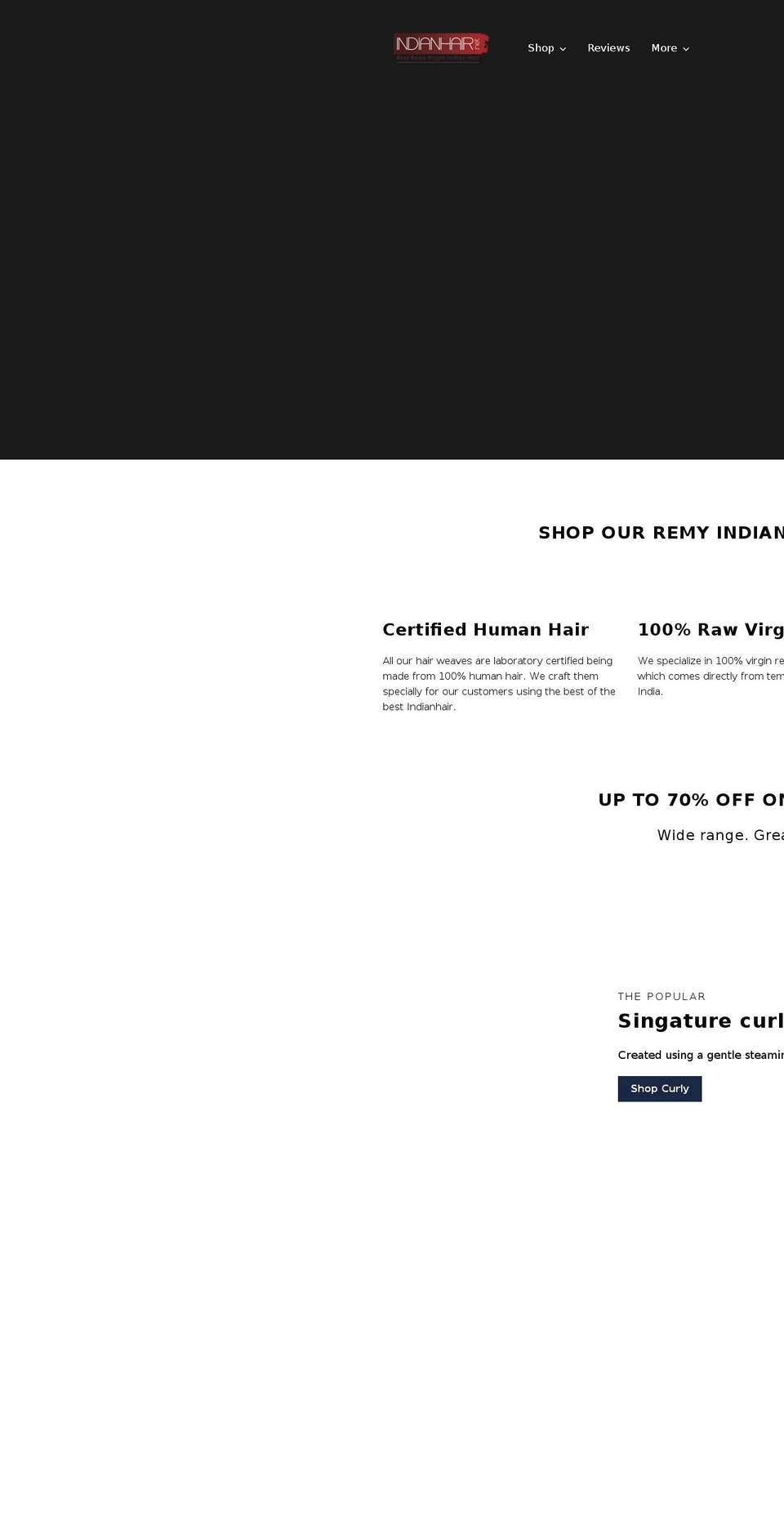 indianhair.net shopify website screenshot