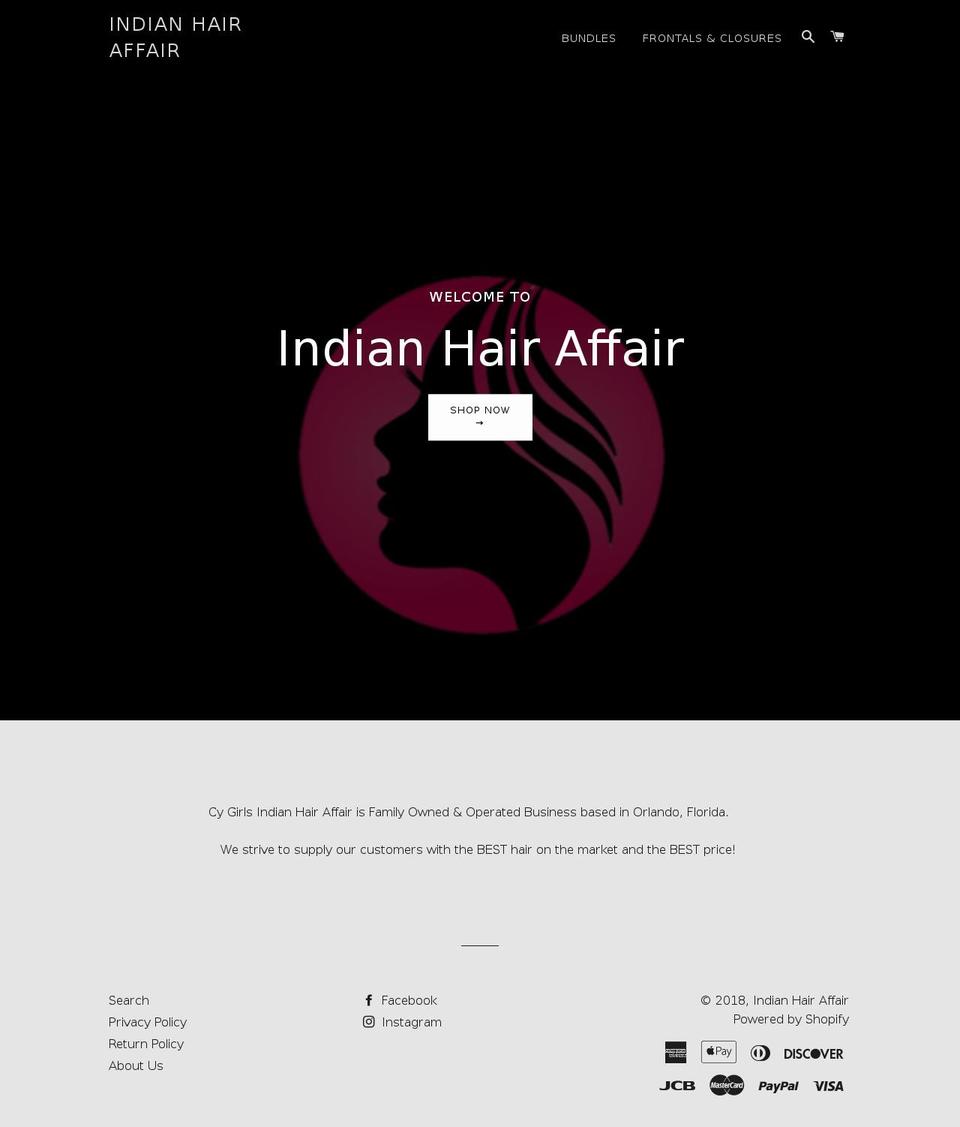 indianhairaffair.com — Shopify storefront screenshot
