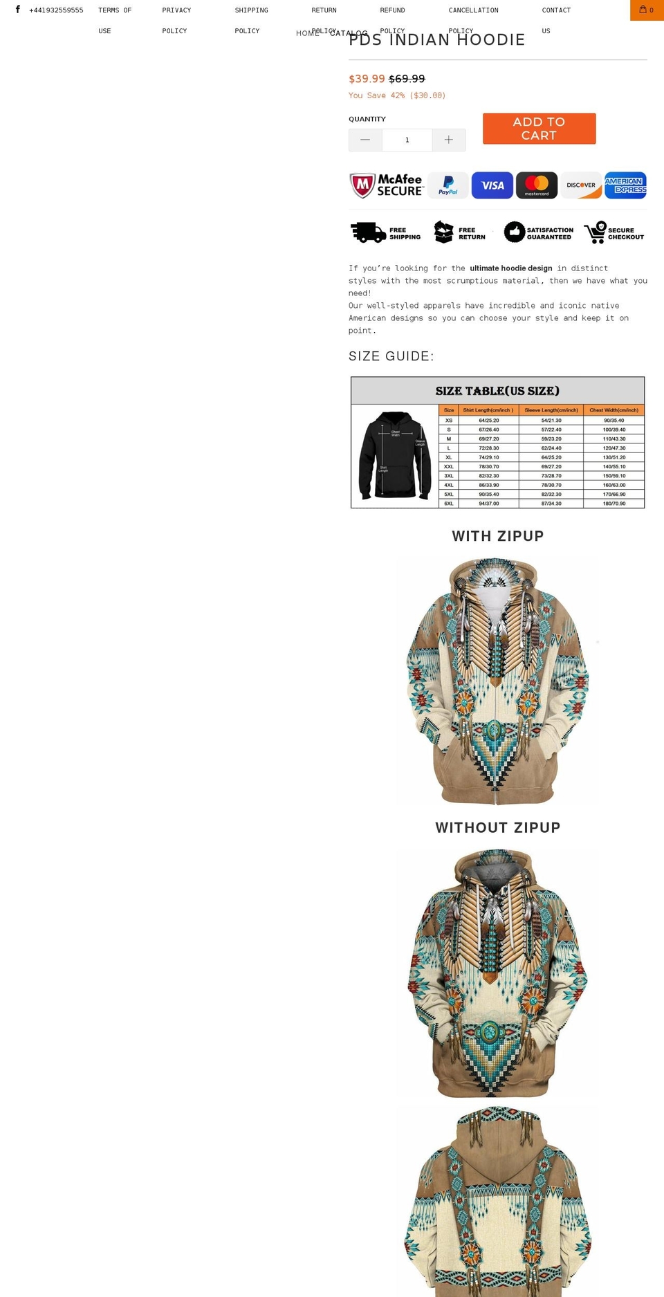 indianhoodies.com shopify website screenshot