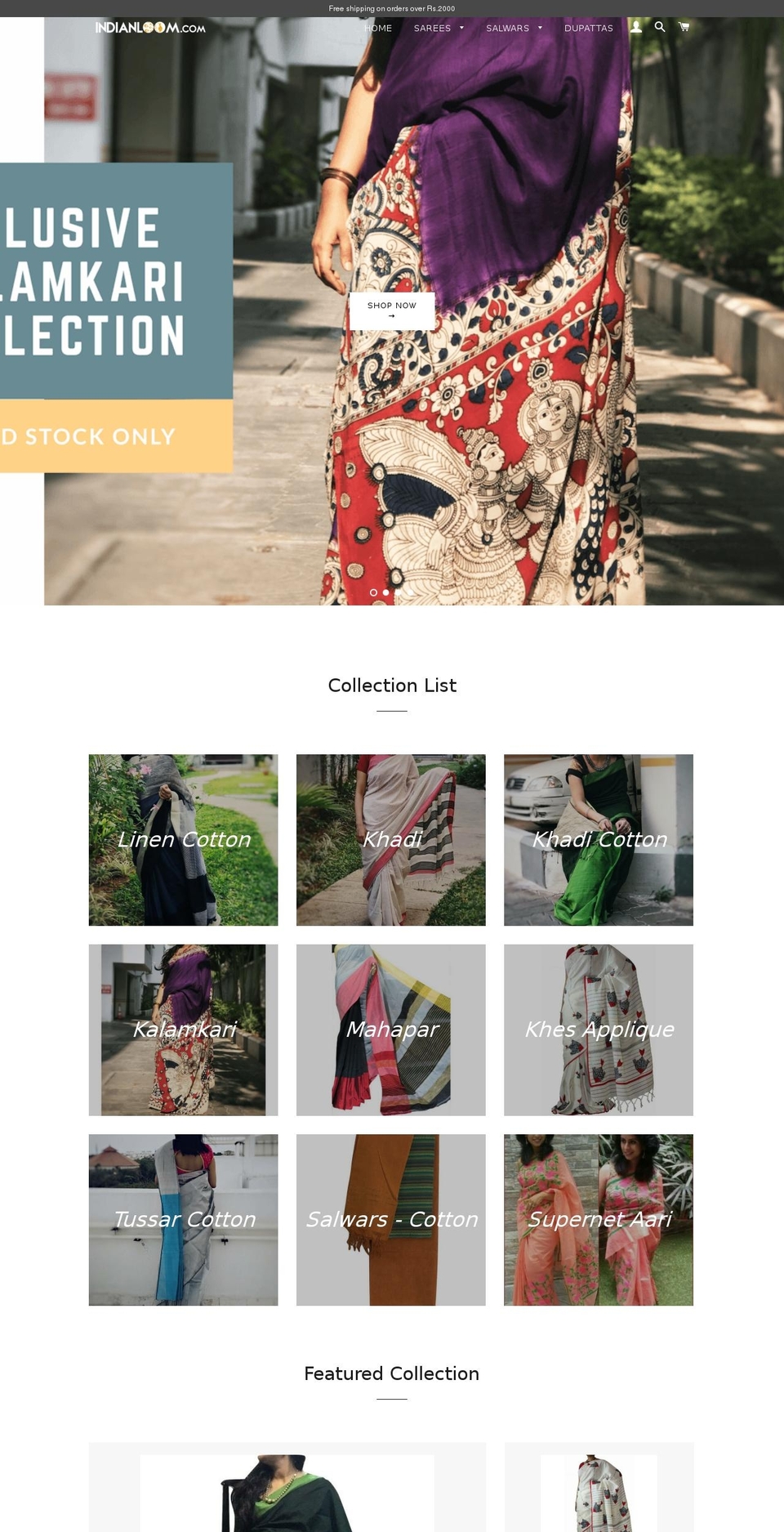 indianloom.com shopify website screenshot