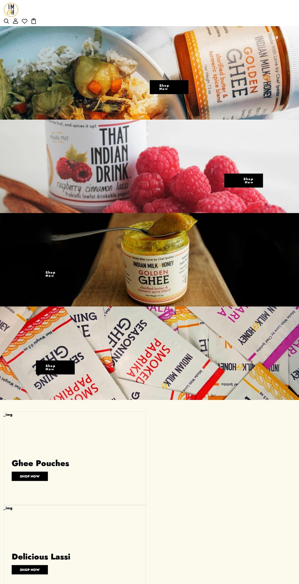 website Shopify theme site example indianmilkandhoney.com