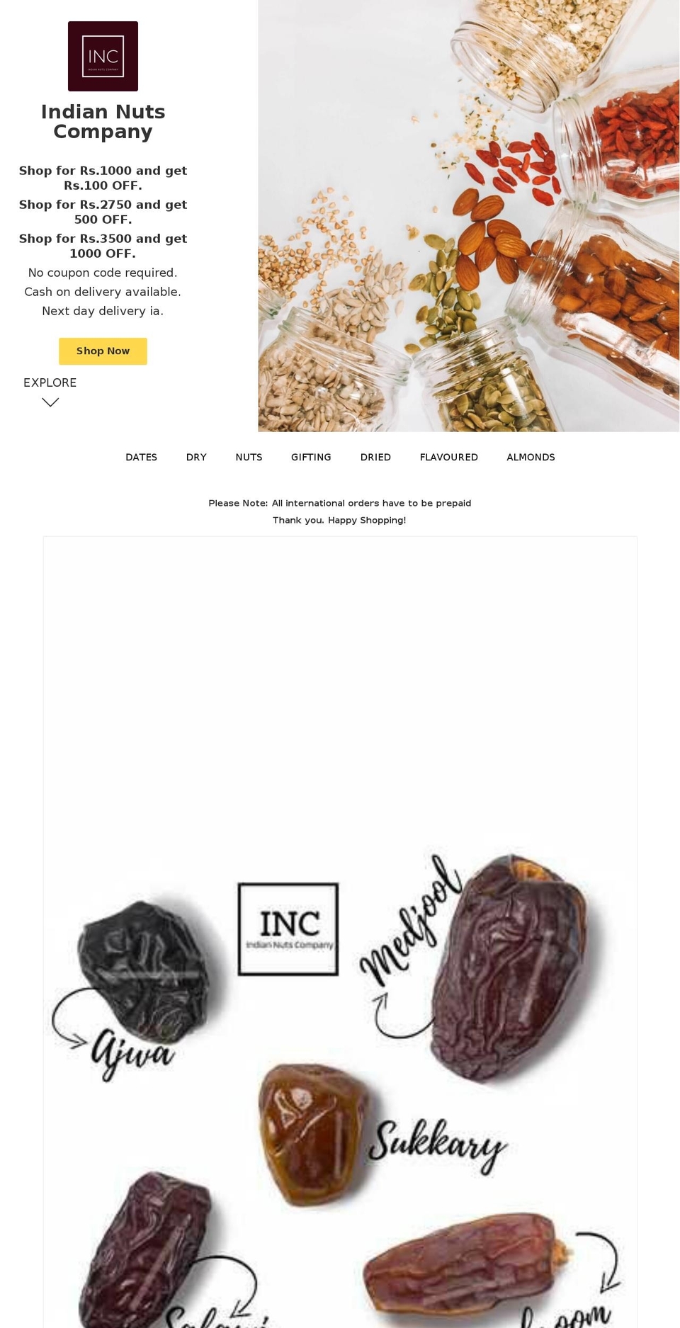 indiannutscompany.com shopify website screenshot