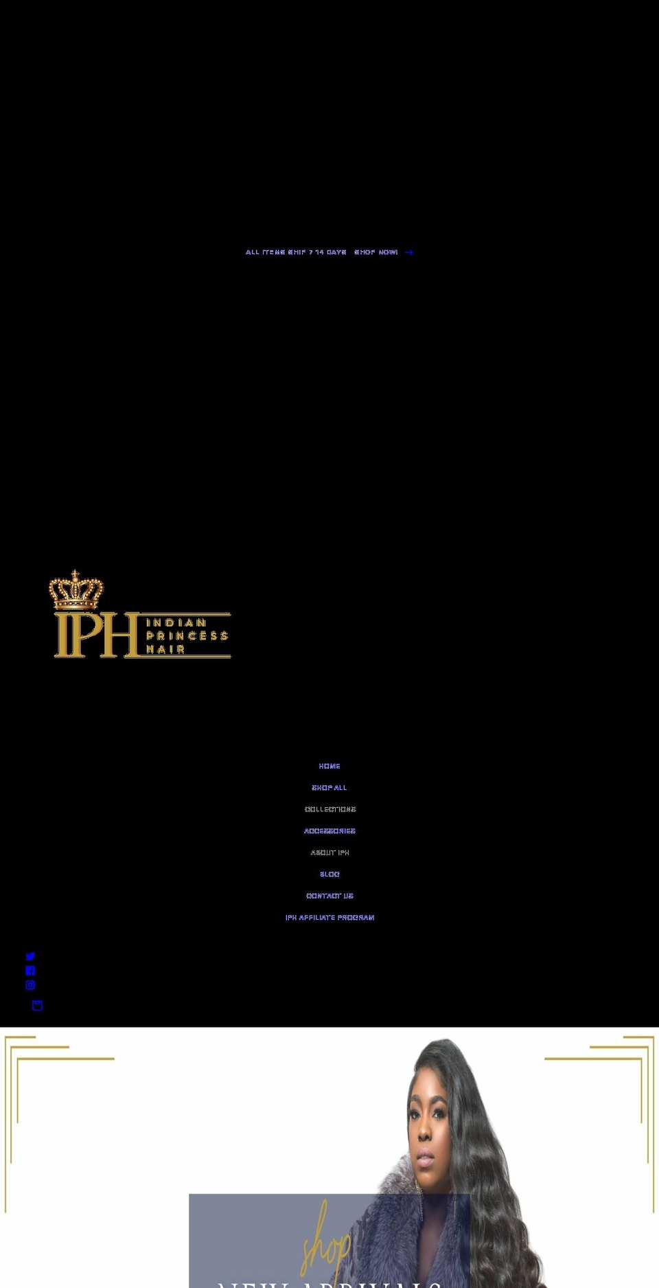 indianprincesshair.com shopify website screenshot