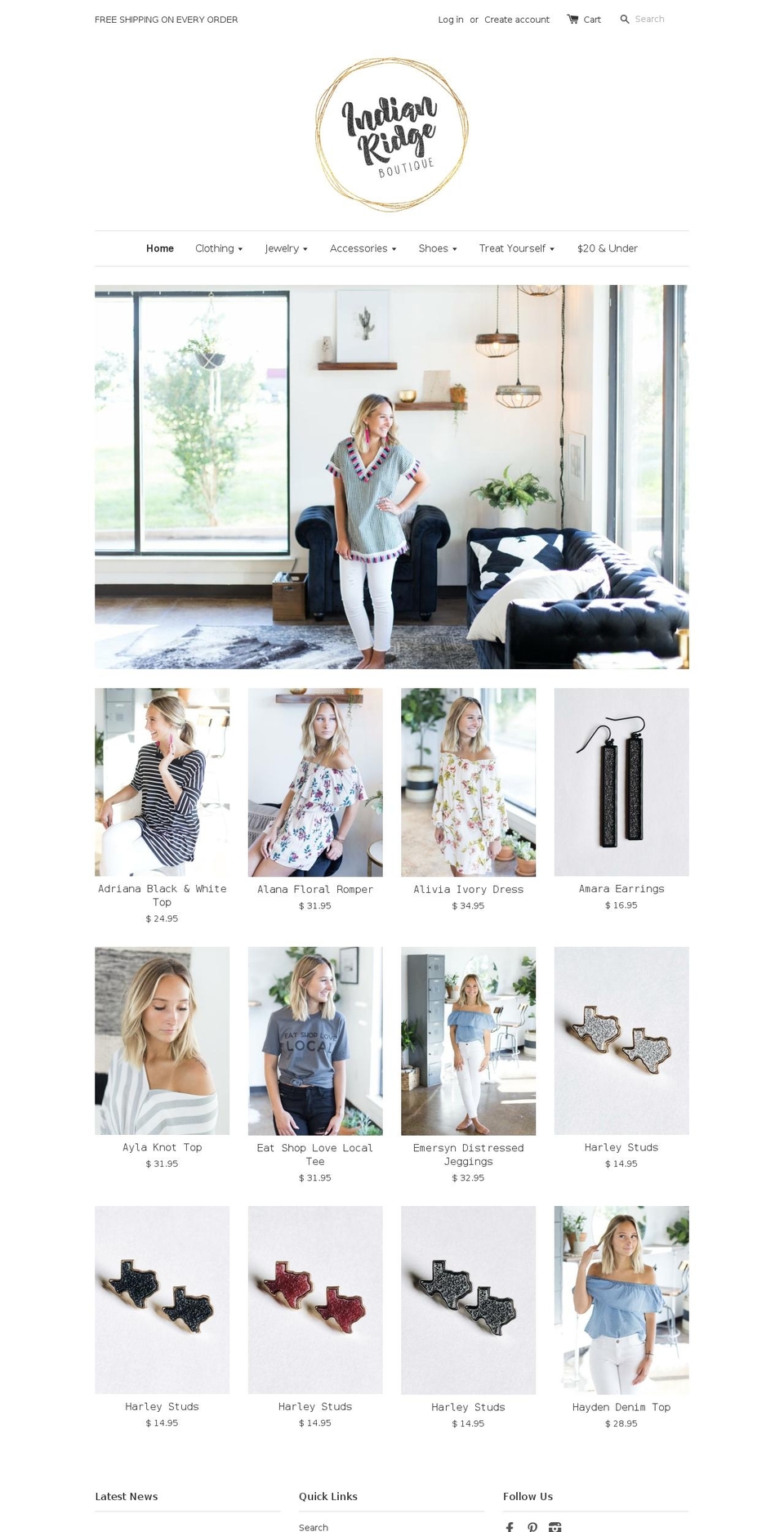 indianridgeboutique.com — Shopify storefront screenshot