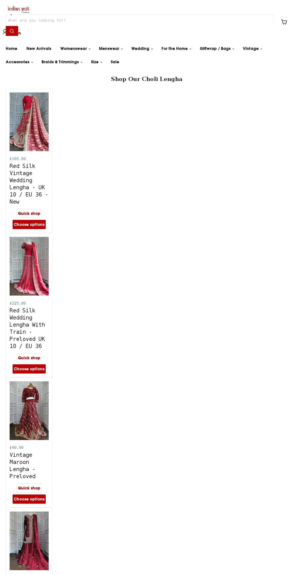 indiansuitcompany.com — Shopify storefront screenshot