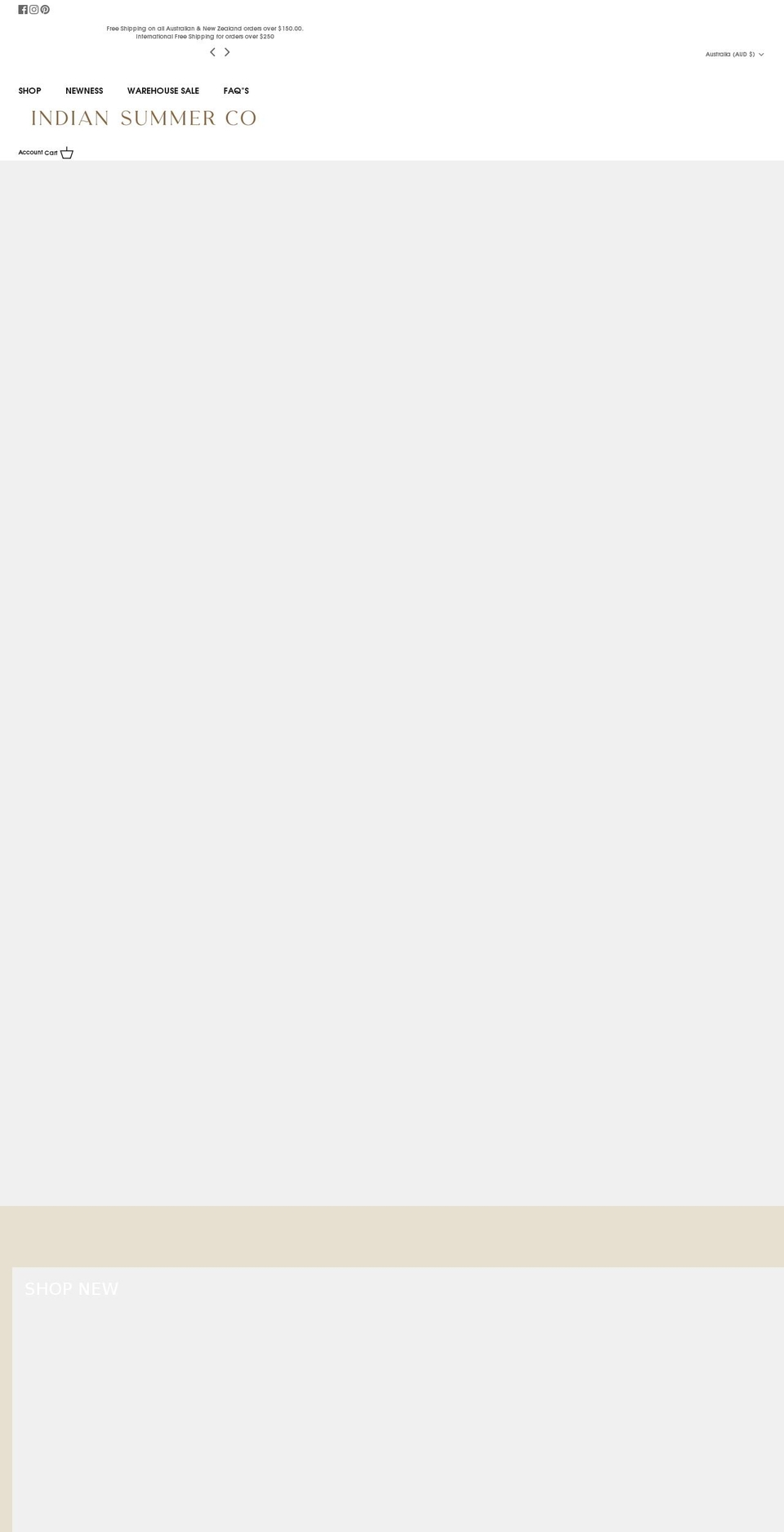 indiansummerco.com — Shopify storefront screenshot