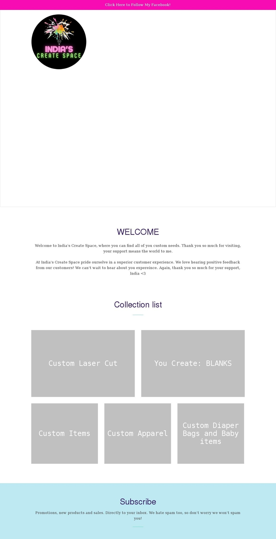 indiascreatespace.com shopify website screenshot
