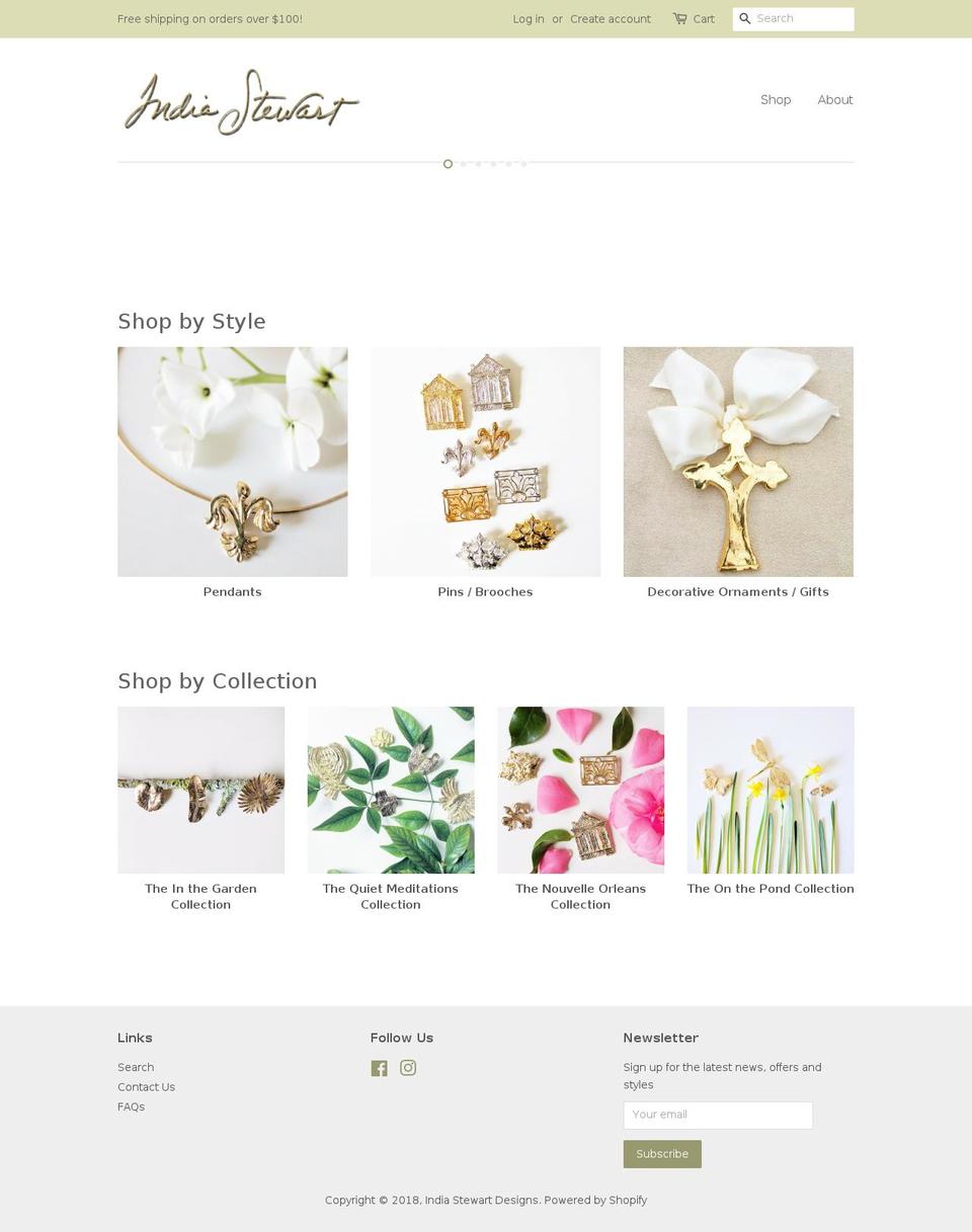 indiastewartdesigns.com — Shopify storefront screenshot