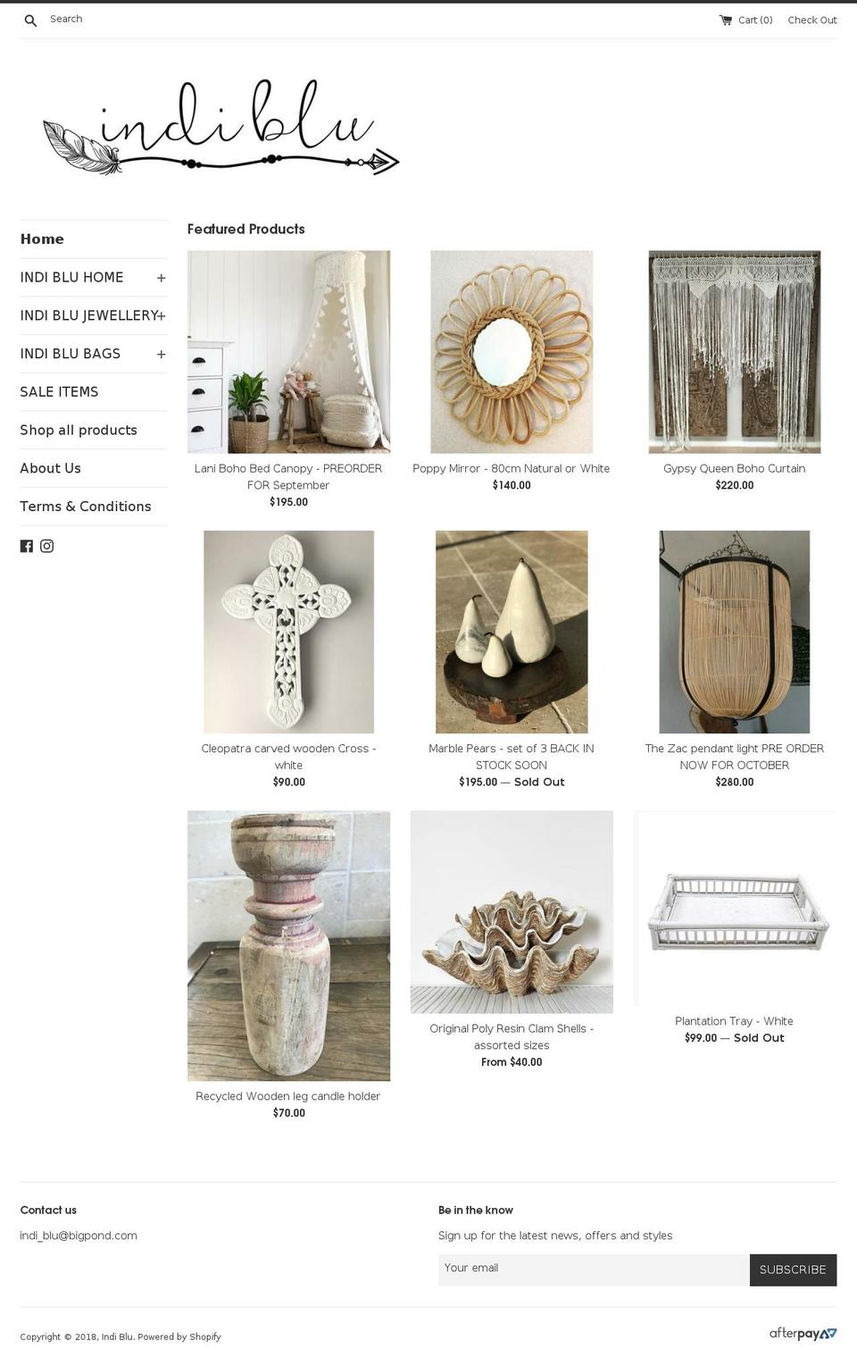 indiblu.com.au shopify website screenshot