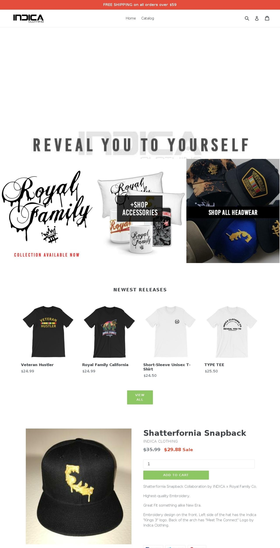 indicaclothing.com shopify website screenshot