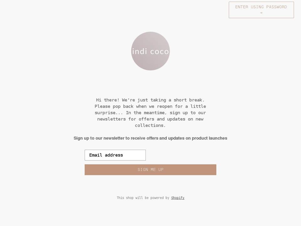 indicocostore.com shopify website screenshot