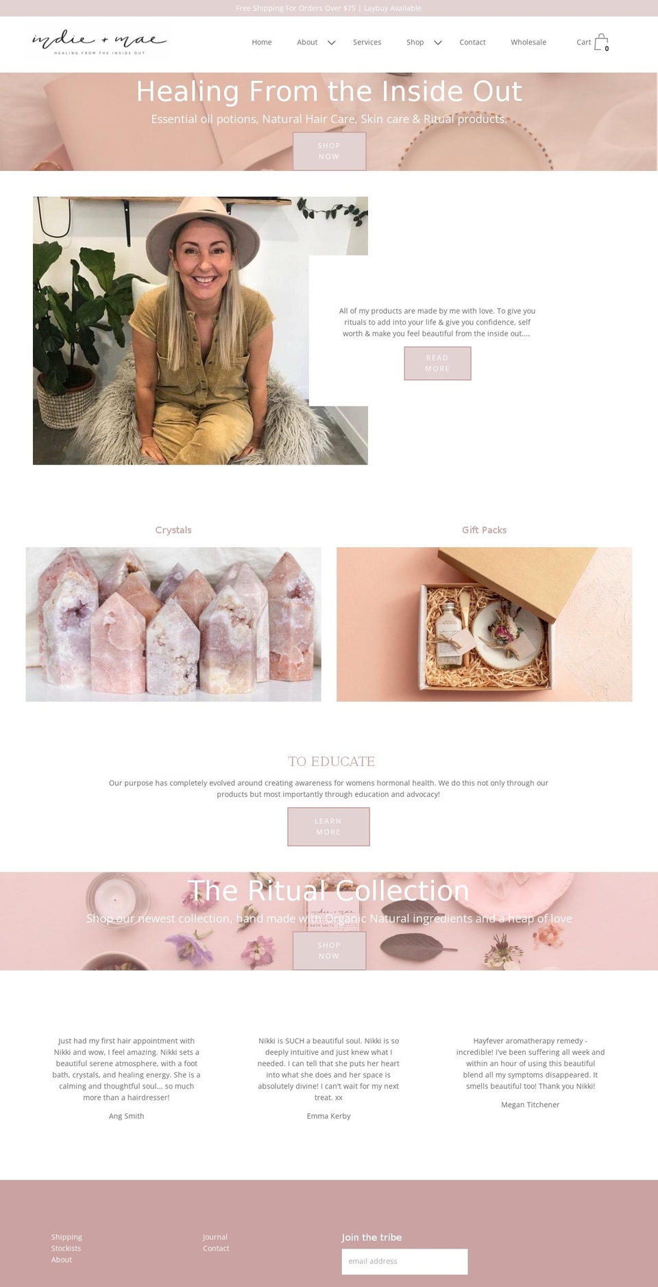 indieandmae.com — Shopify storefront screenshot