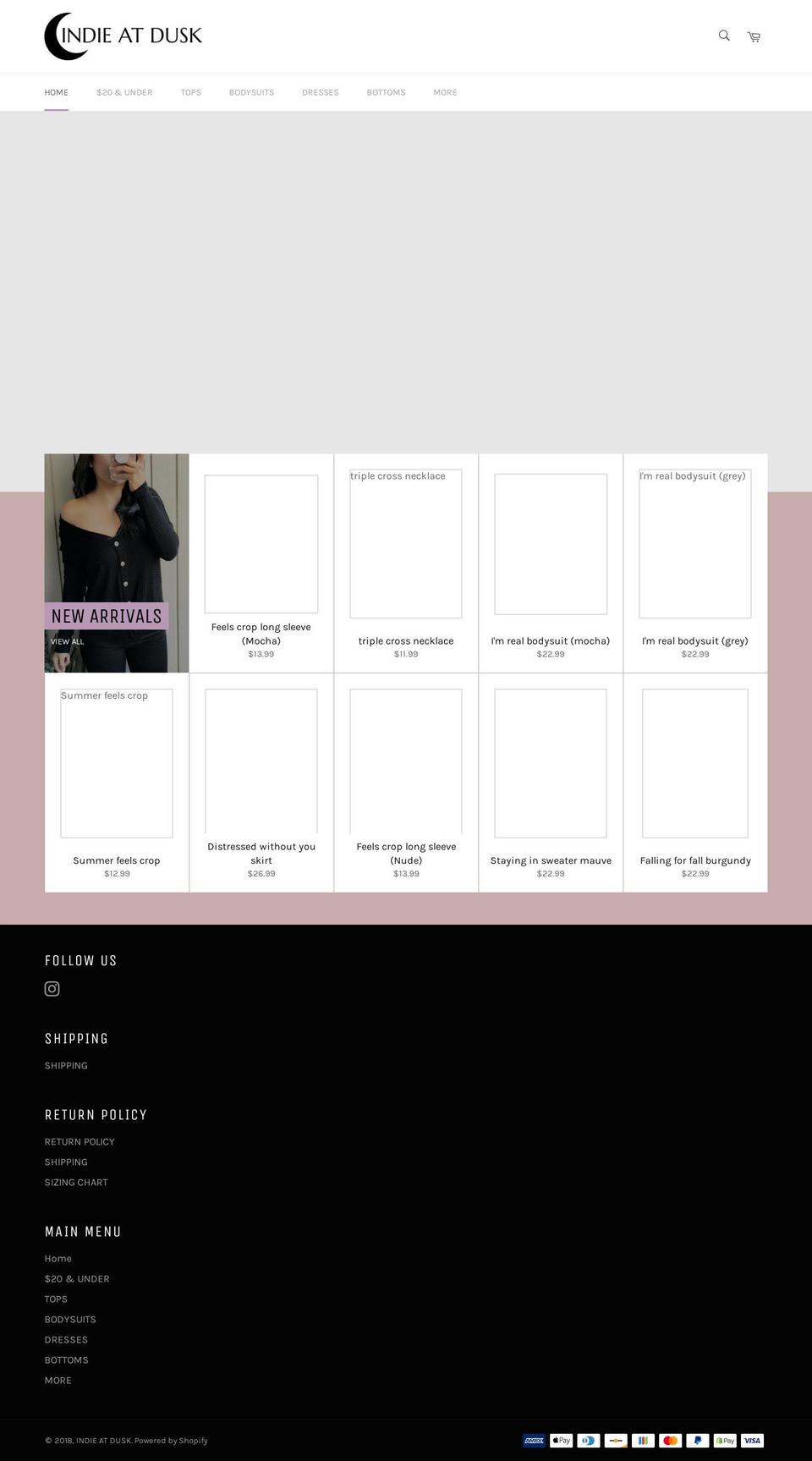 indieatdusk.com — Shopify storefront screenshot