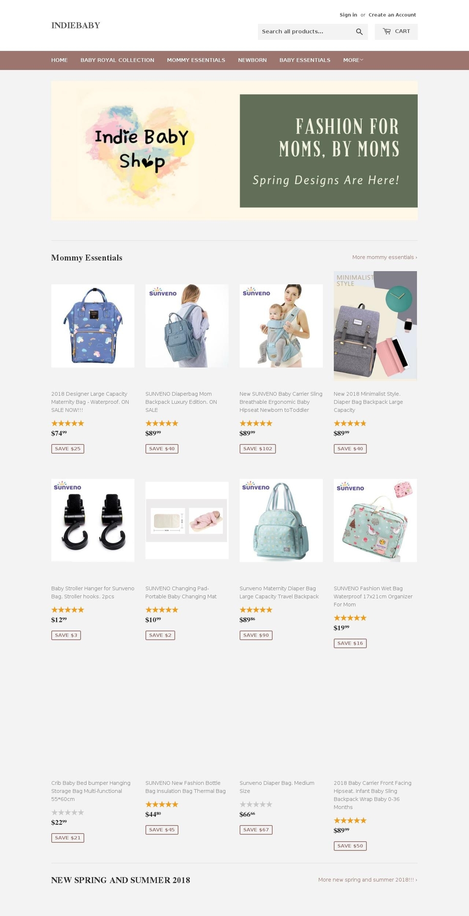 indiebabyshop.com shopify website screenshot
