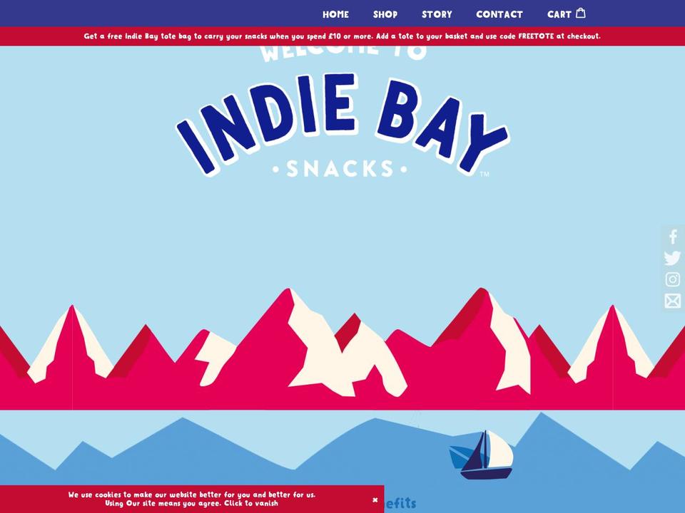 indiebaysnacks.com shopify website screenshot