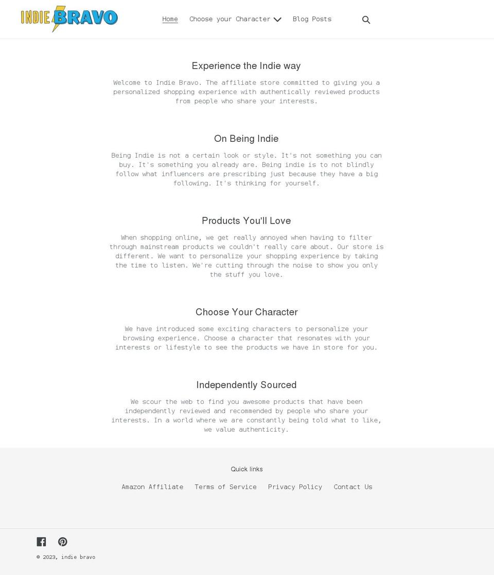 indiebravo.com shopify website screenshot