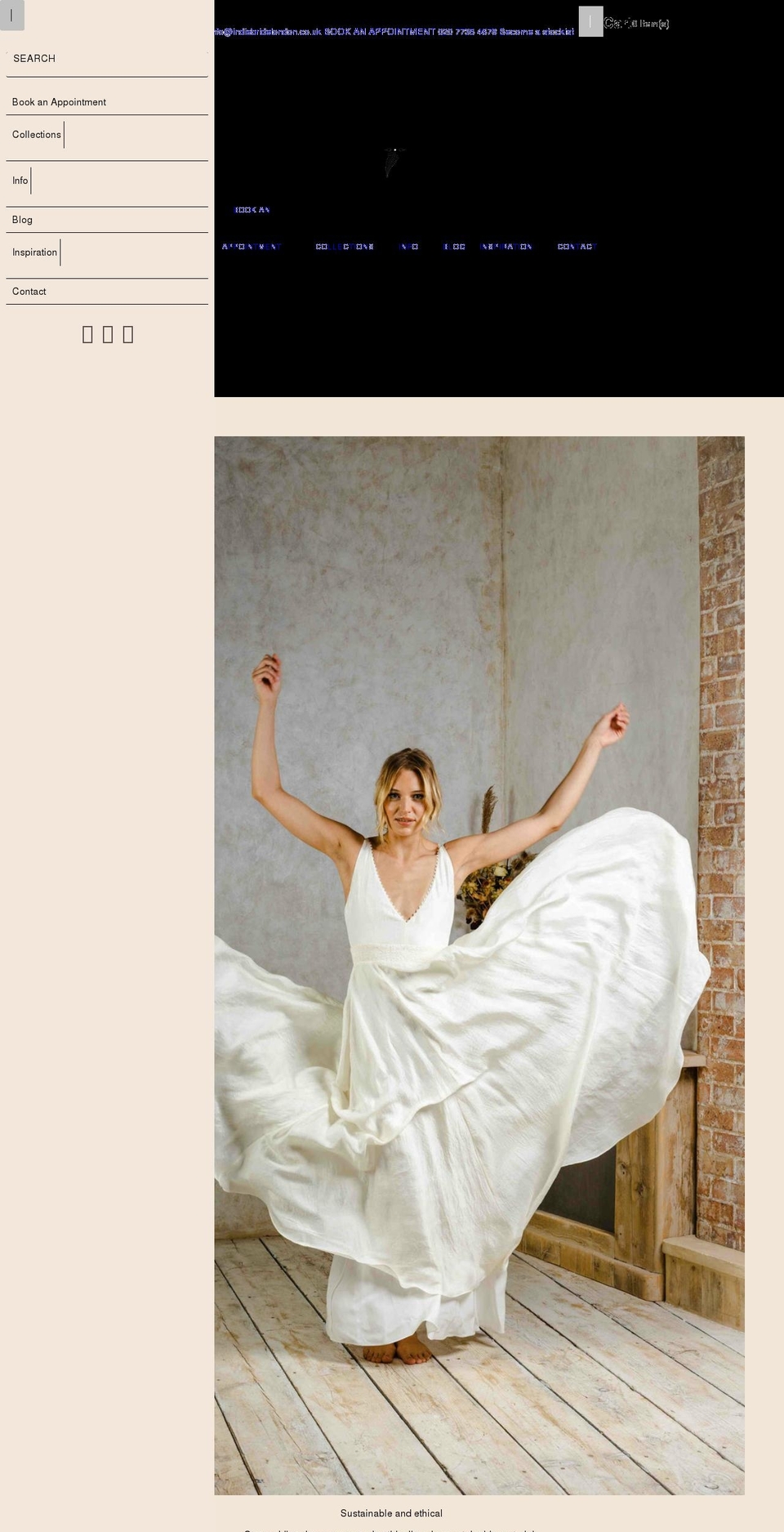 indiebridelondon.co.uk shopify website screenshot