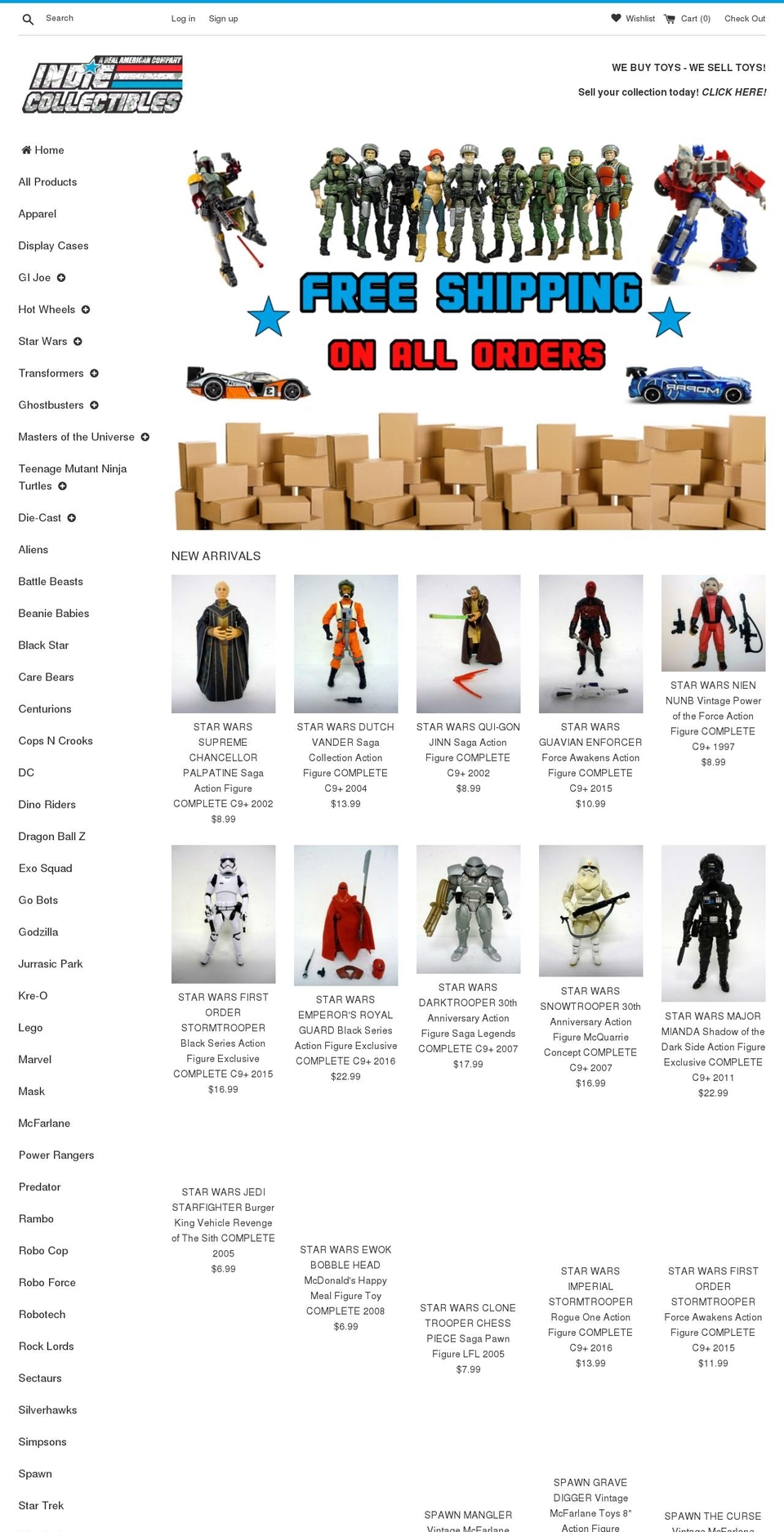 indiecollectibles.com shopify website screenshot