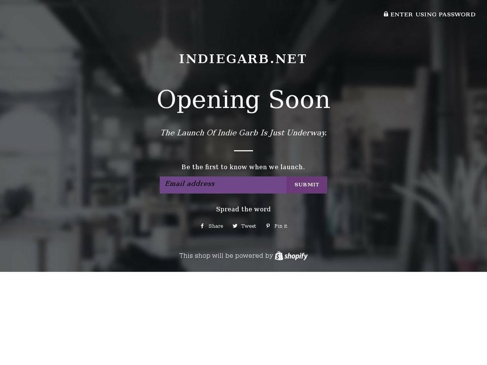 indiegarb.net shopify website screenshot