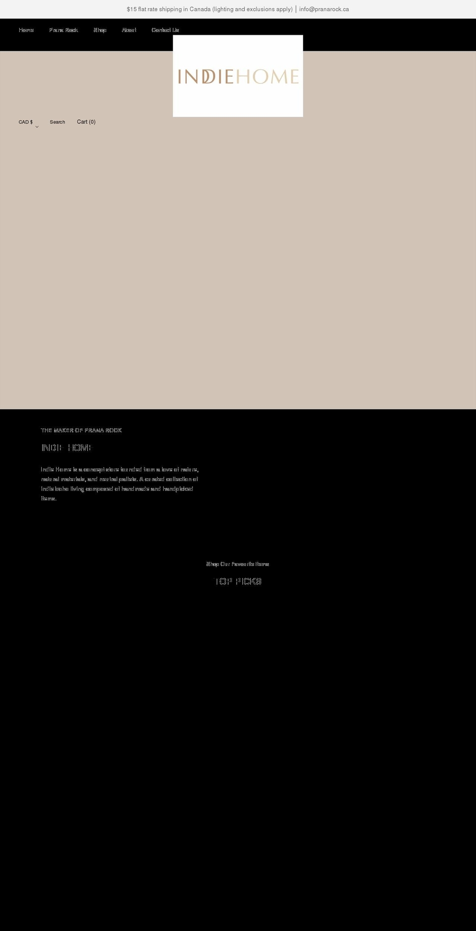 indiehome.ca shopify website screenshot