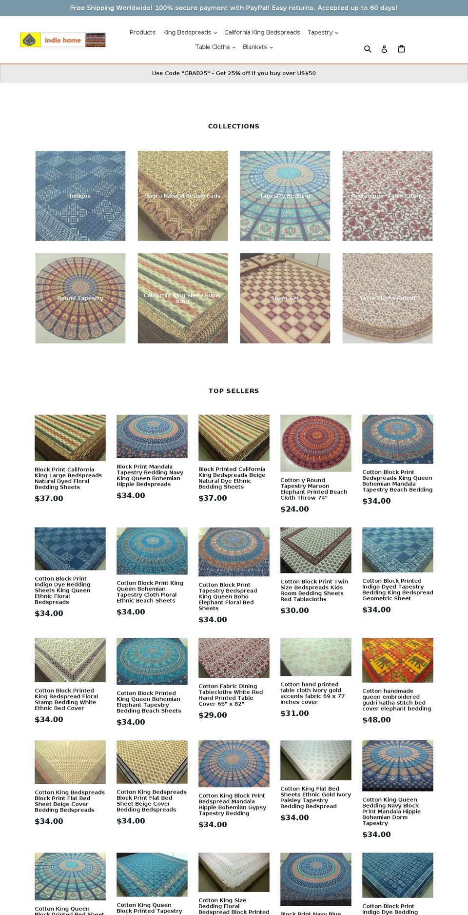 indiehomeshops.com shopify website screenshot