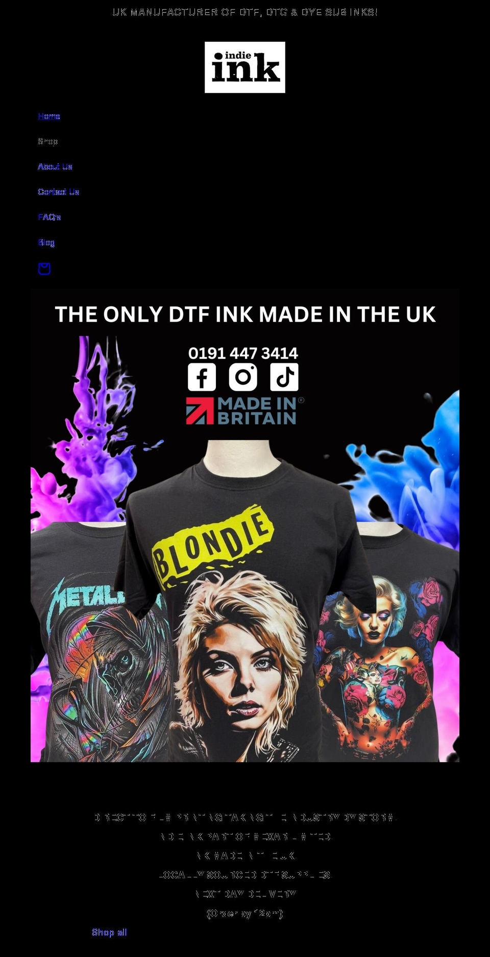 indieink.co.uk shopify website screenshot