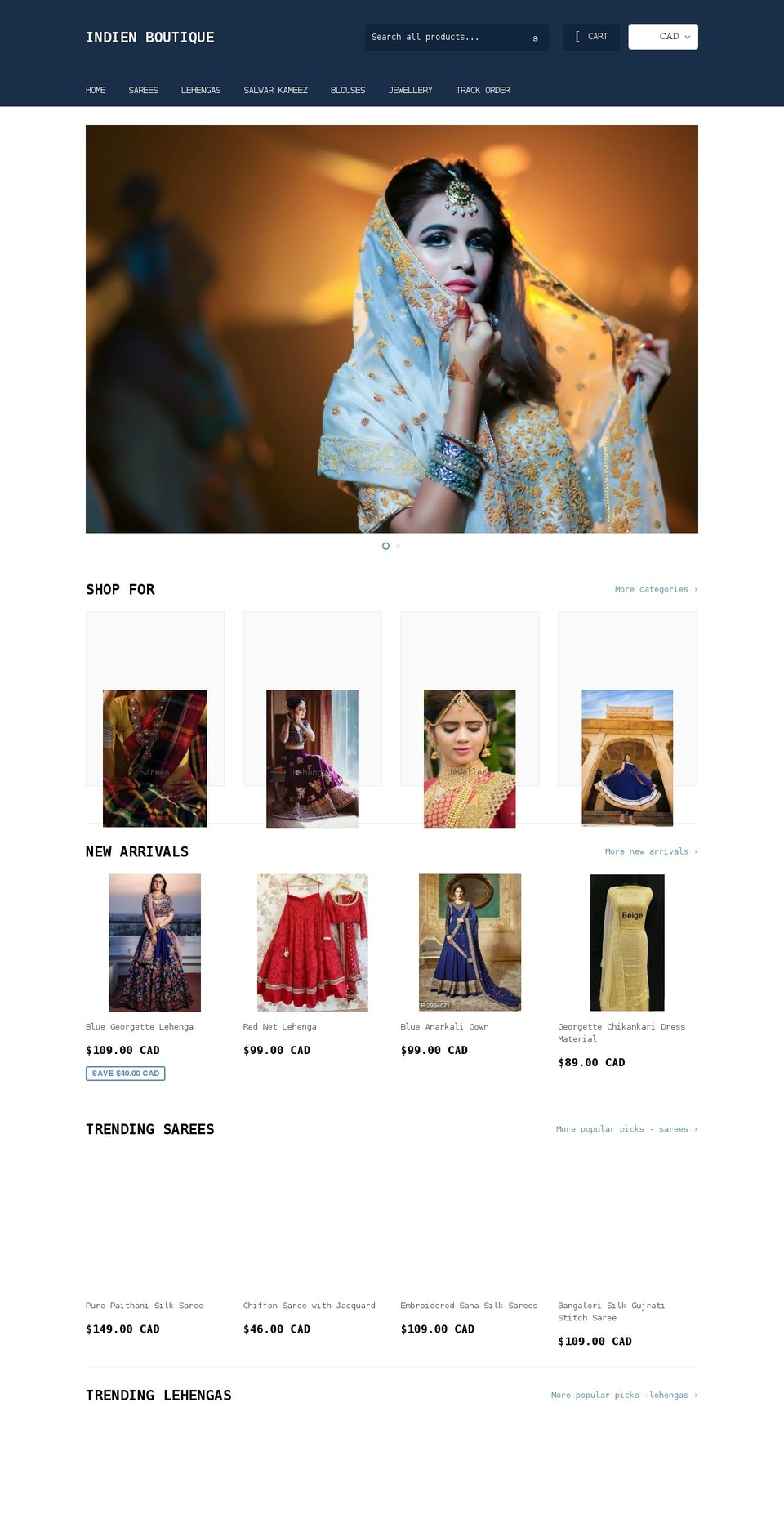 indienboutique.com shopify website screenshot