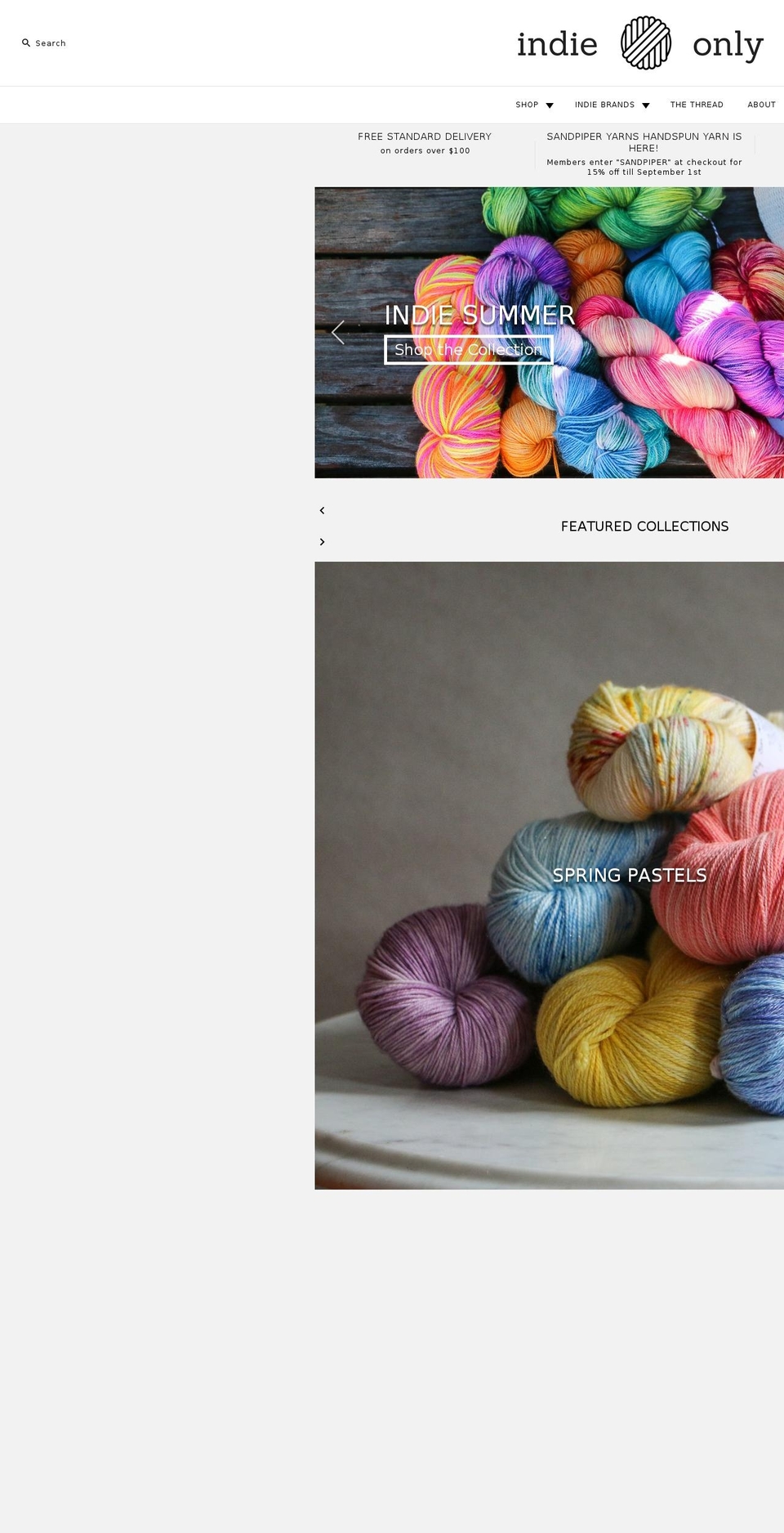 indieonlyyarns.com shopify website screenshot