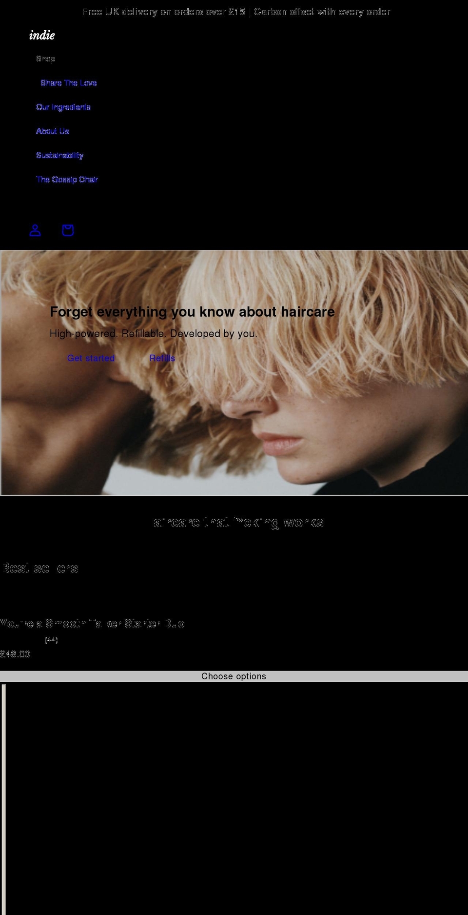 indierefill.com shopify website screenshot