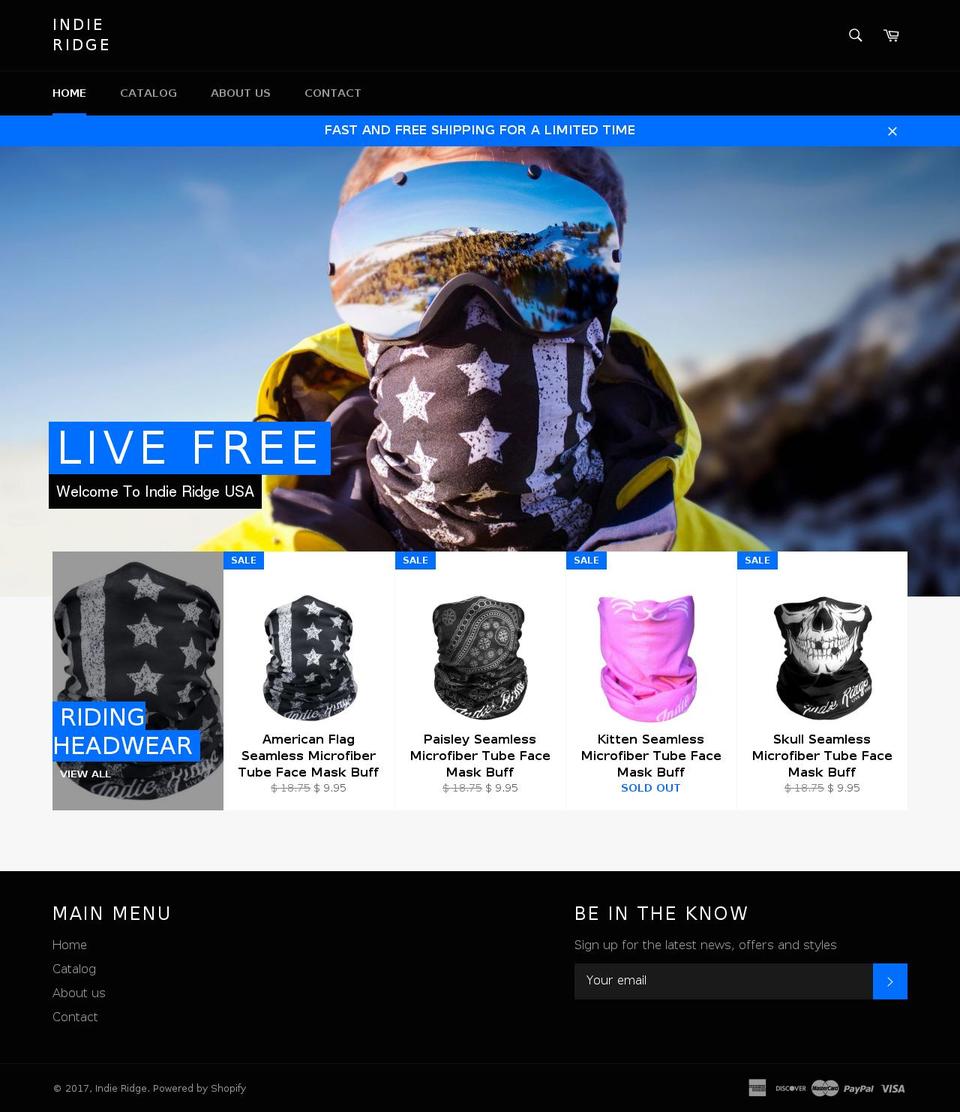 indieridgeusa.com shopify website screenshot