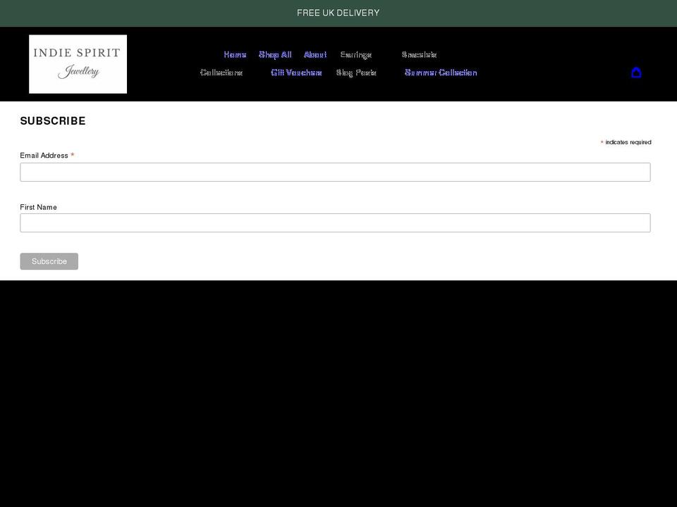 indiespiritjewellery.co.uk shopify website screenshot