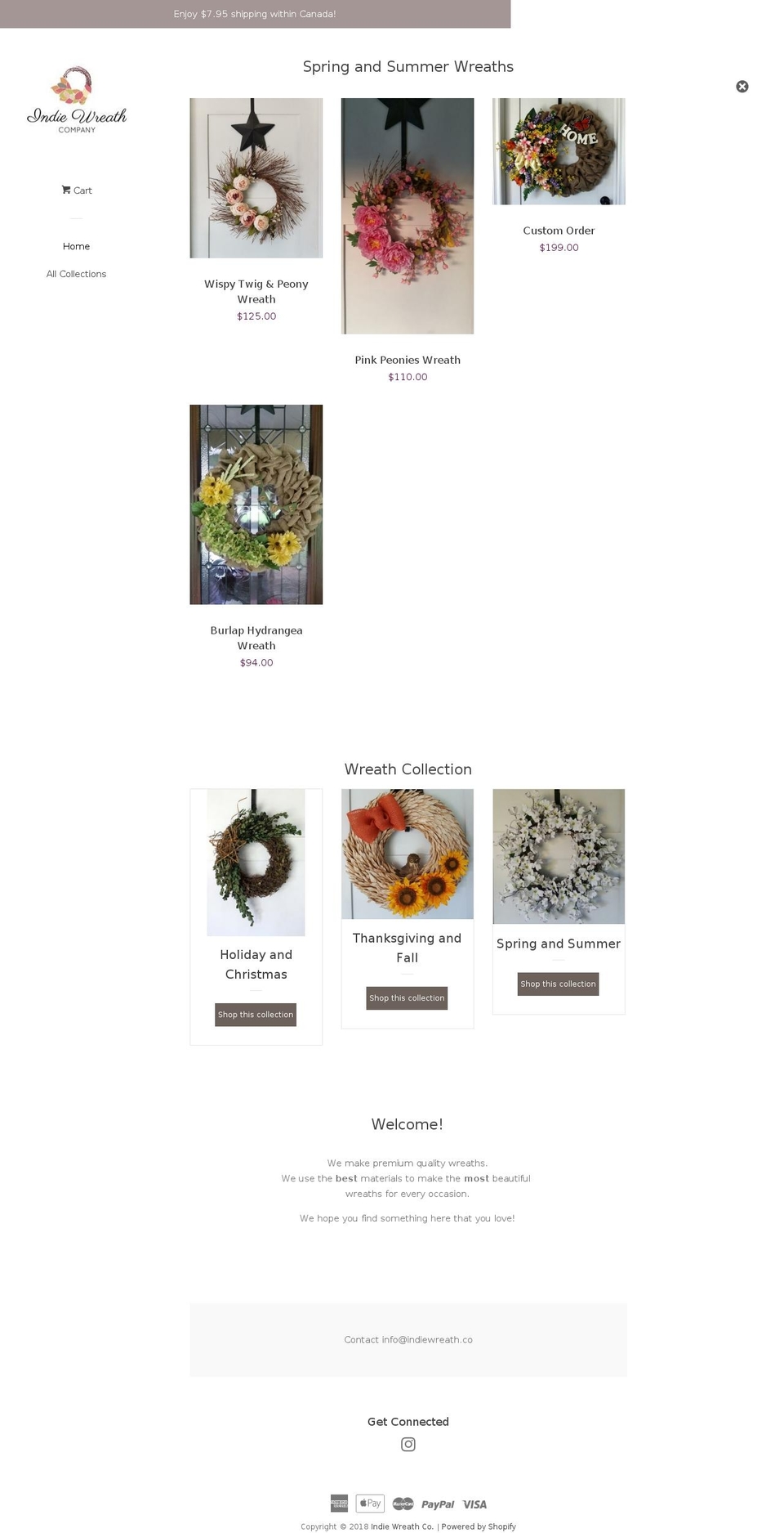 indiewreath.com — Shopify storefront screenshot