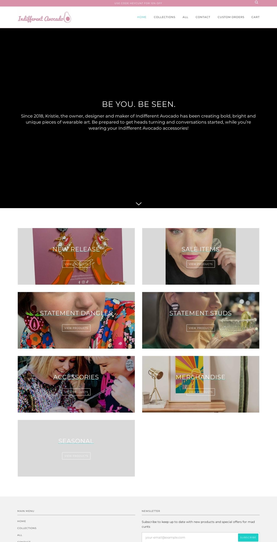 indifferentavocado.com — Shopify storefront screenshot
