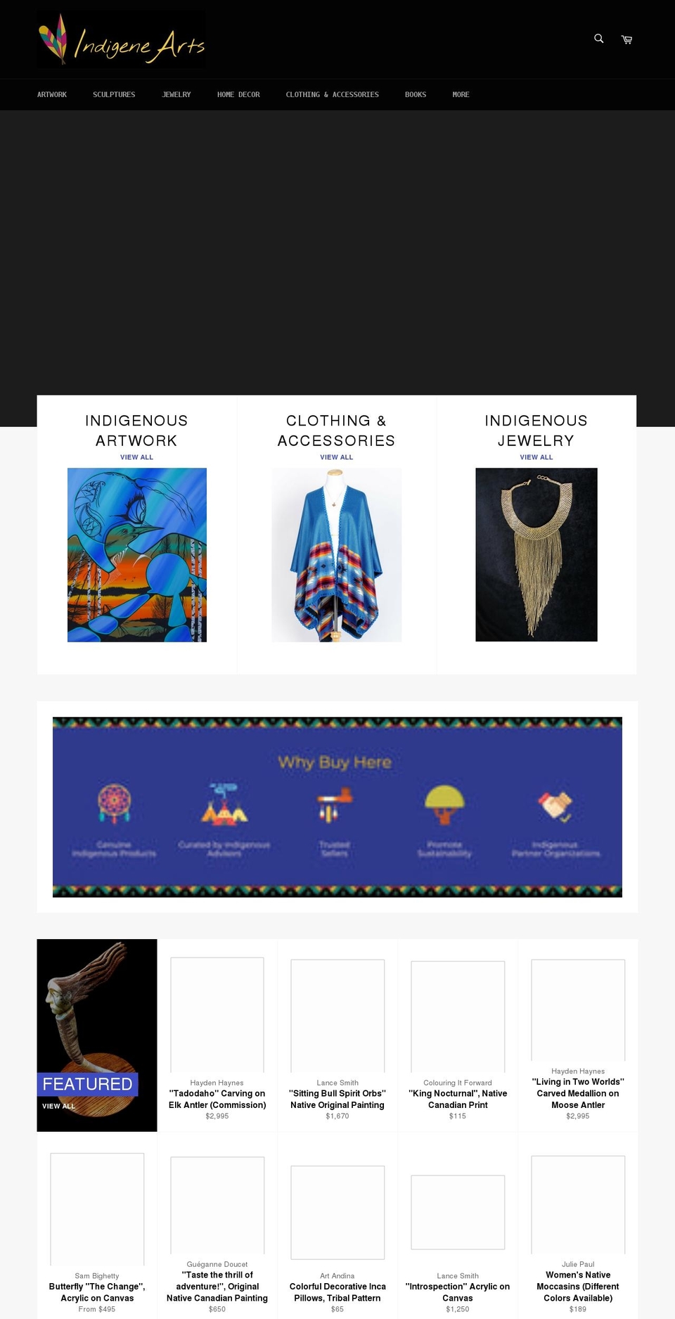 indigenearts.com shopify website screenshot