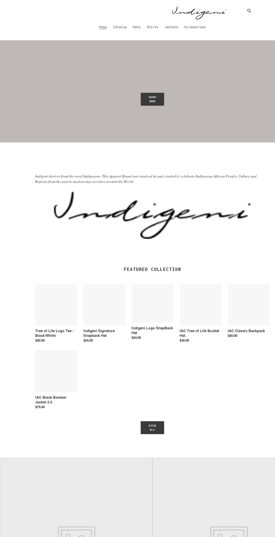 indigeniapparel.com shopify website screenshot