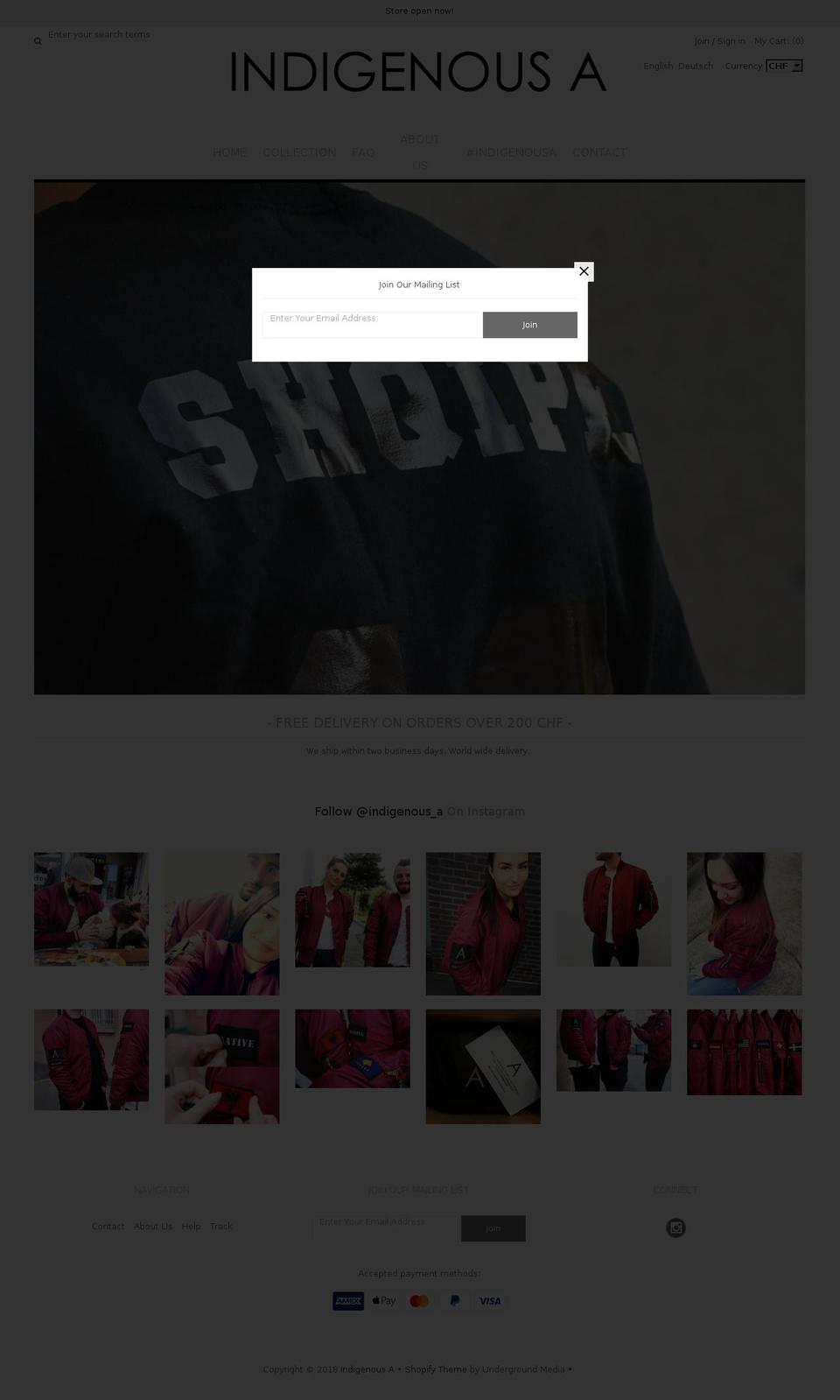 indigenous-a.com — Shopify storefront screenshot