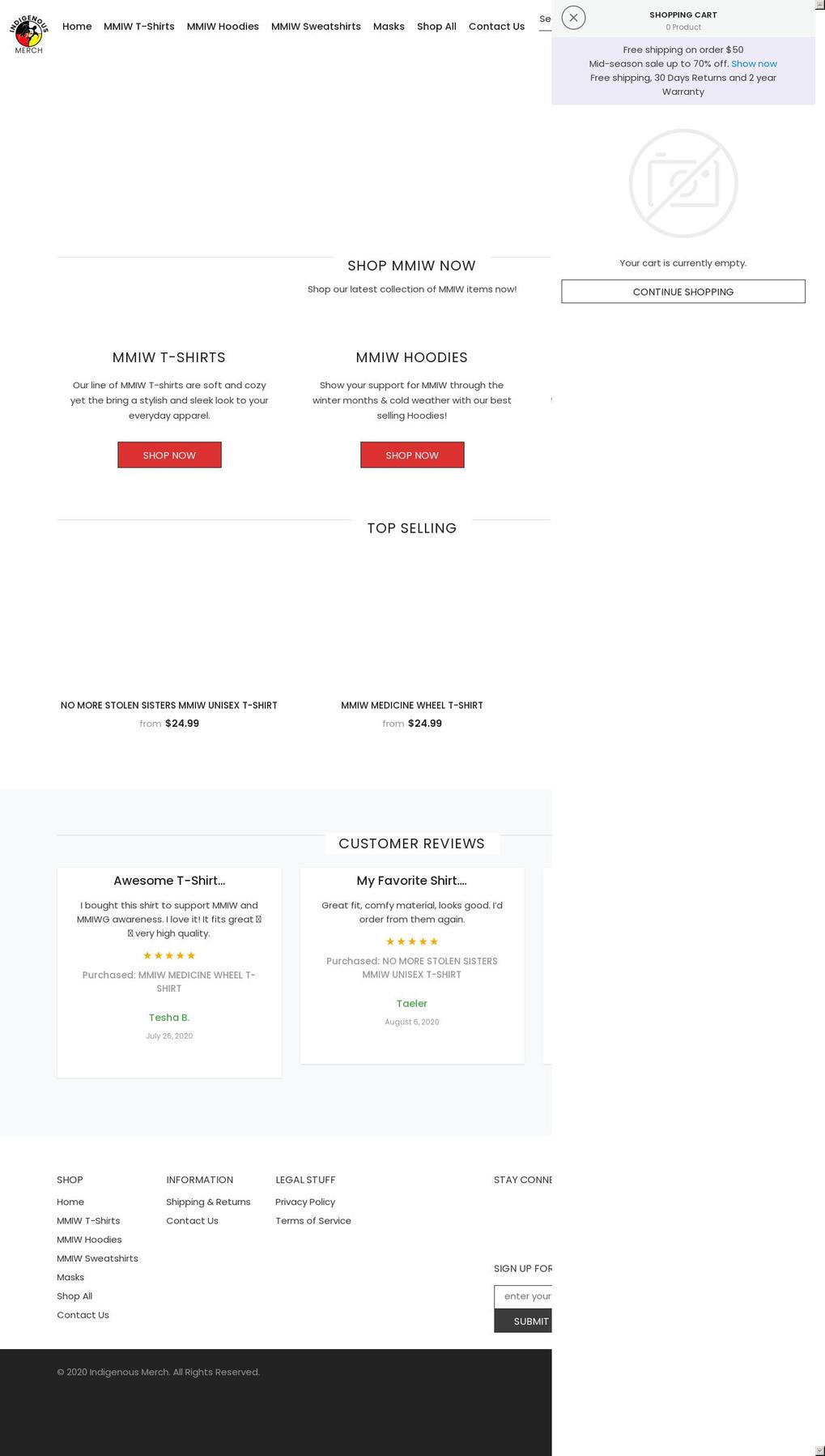 indigenousmerch.com shopify website screenshot