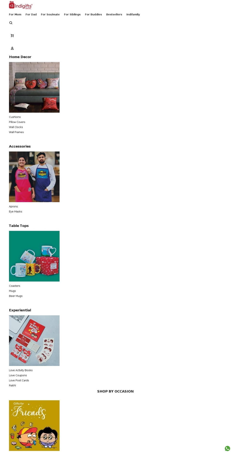 indigifts.in shopify website screenshot