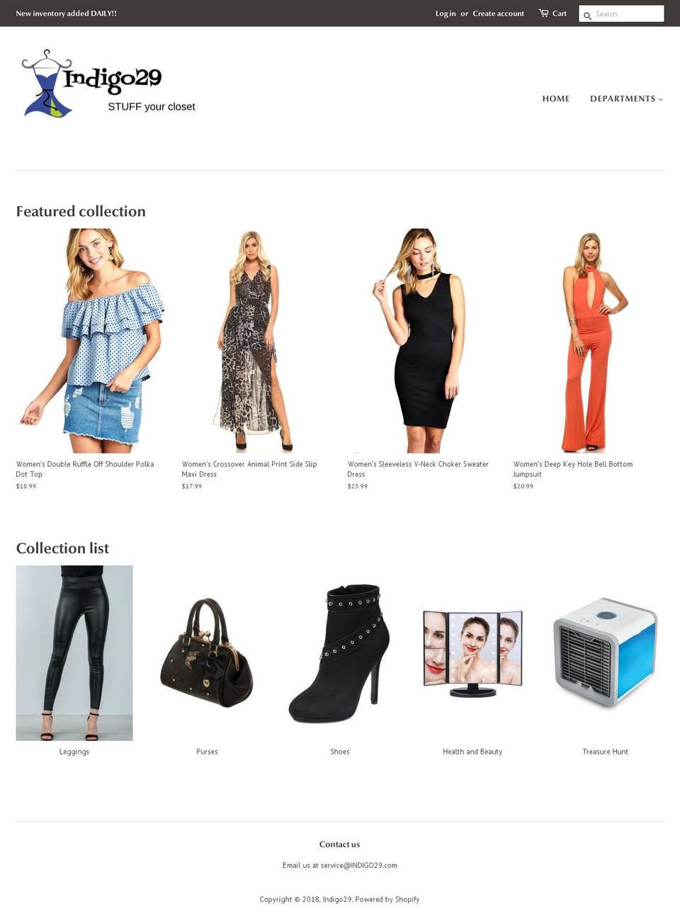 indigo29.com — Shopify storefront screenshot