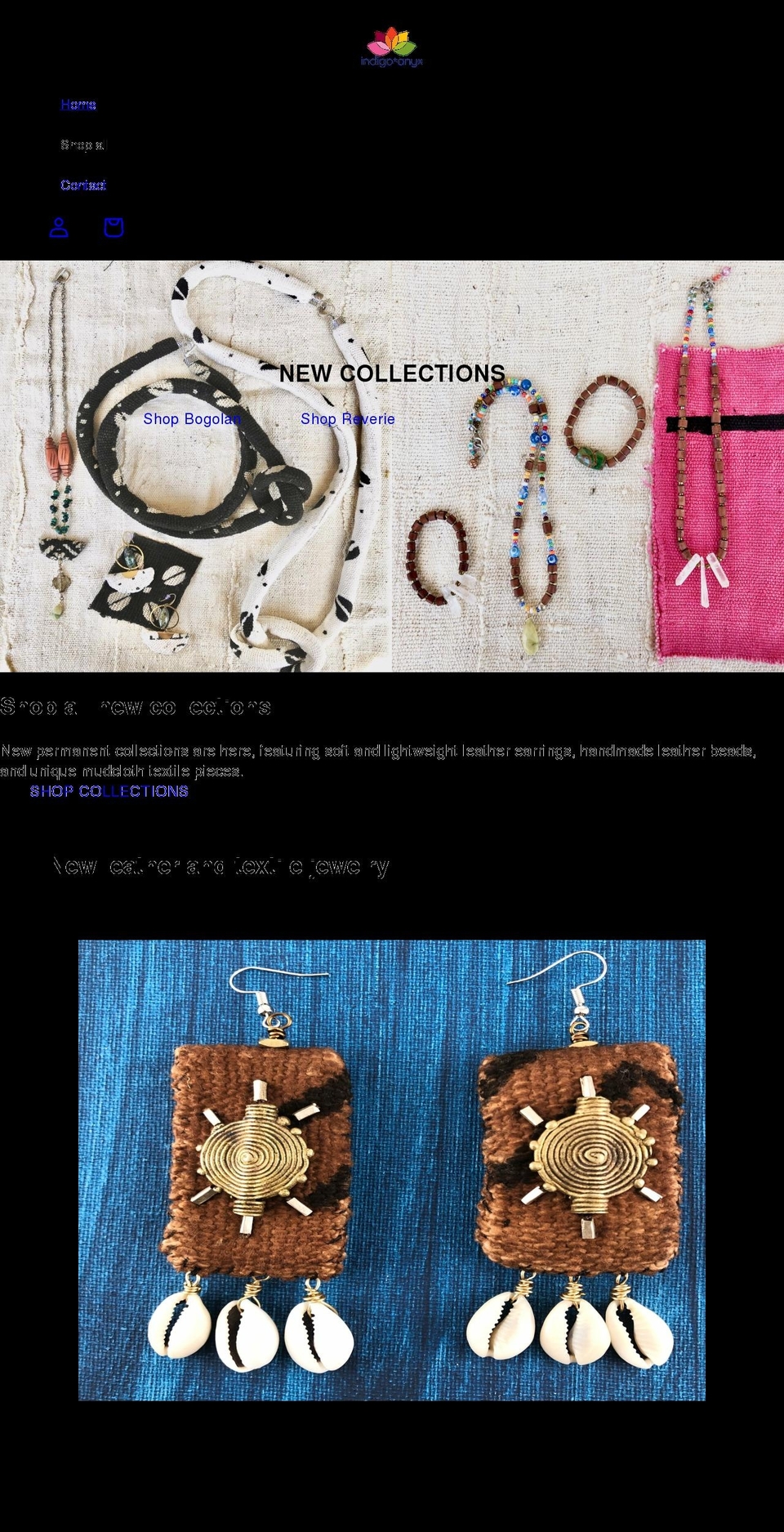 indigoandonyx.com shopify website screenshot