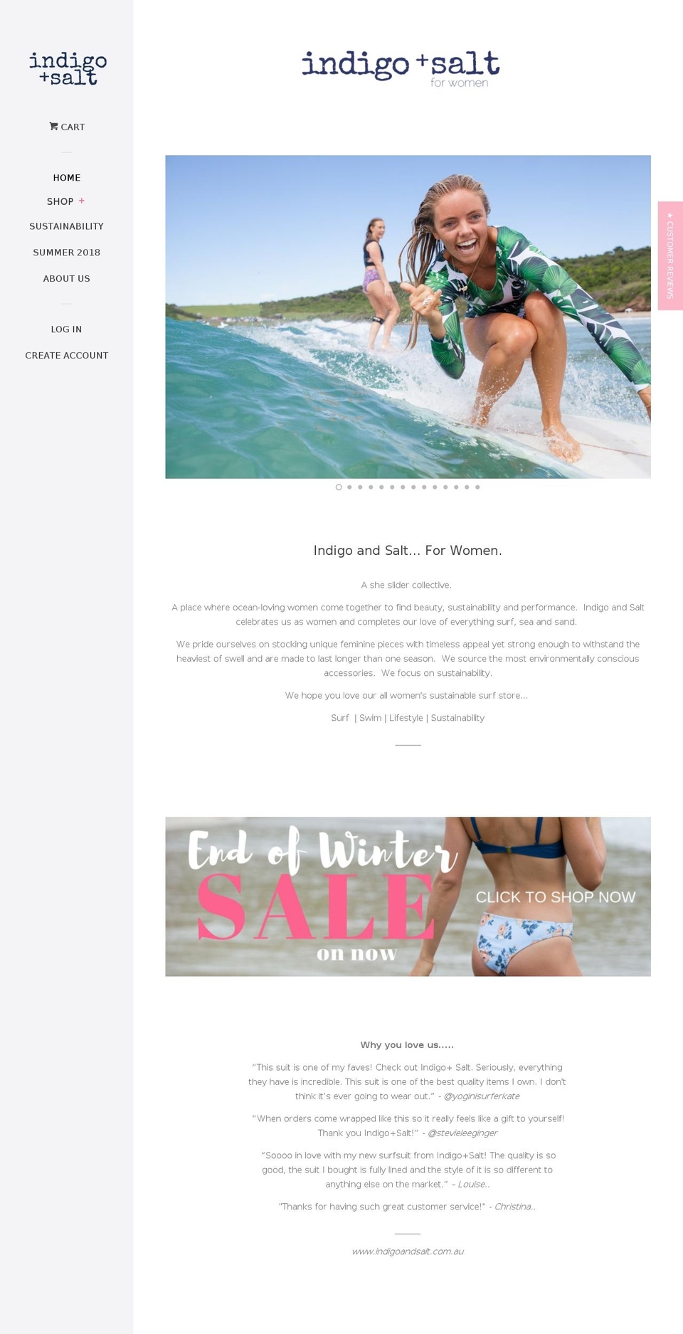 indigoandsalt.com.au shopify website screenshot